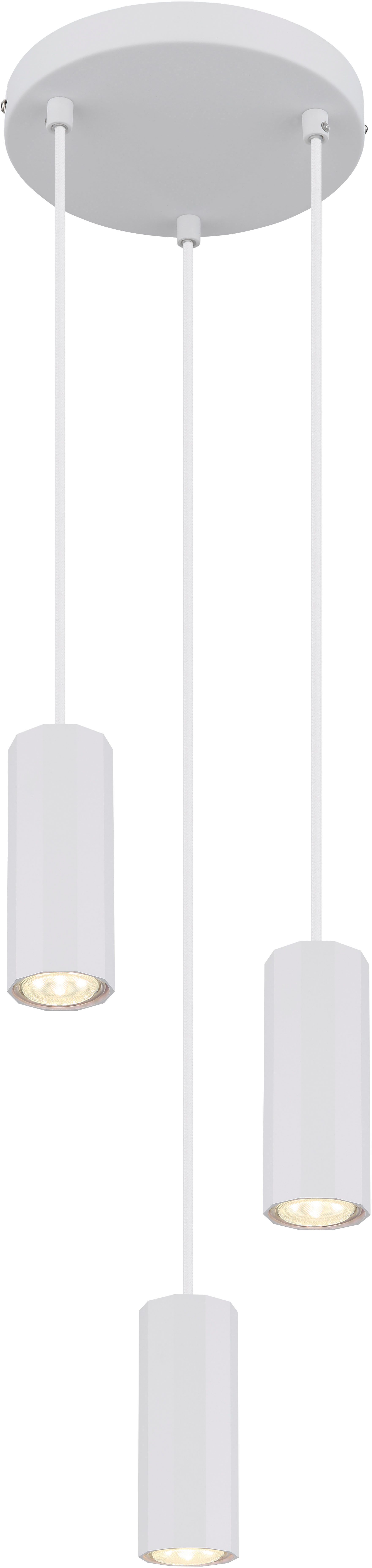 GLOBO LIGHTING Hängeleuchte JAMES, Leuchtmittel wechselbar, Weiß matte Hängeleuchte mit Aluminium und GU10-Fassung