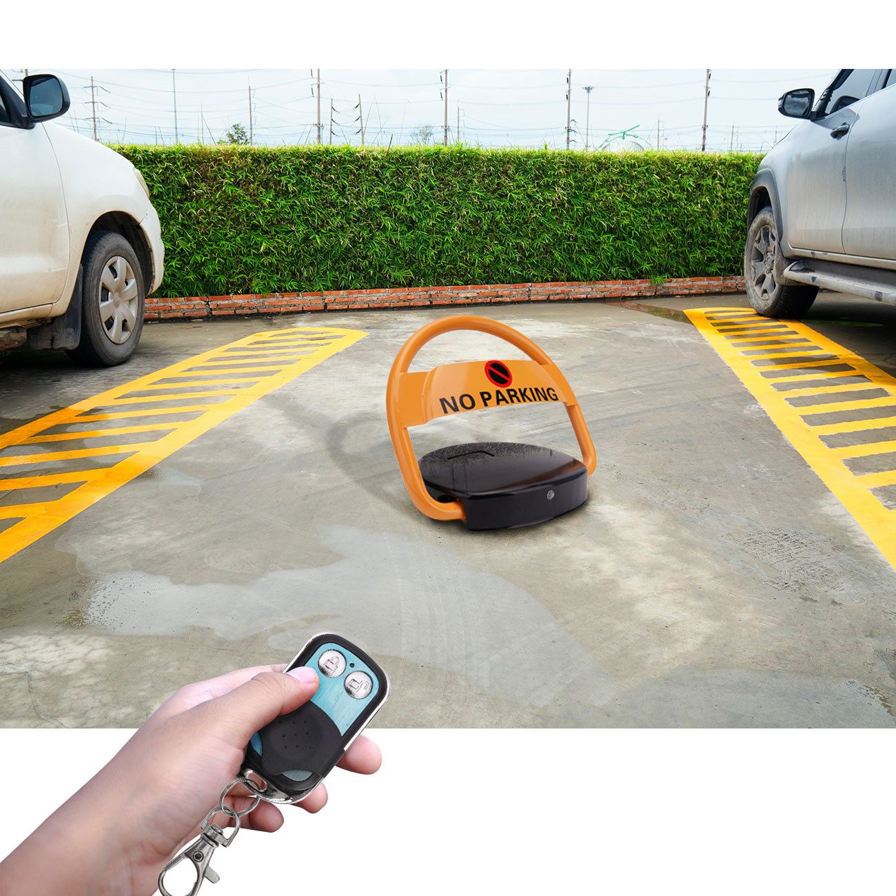 Casativo Absperrpfosten Robuste Solar-Parkplatzsperre: Automatisch mit Fernbedienung & Alarm