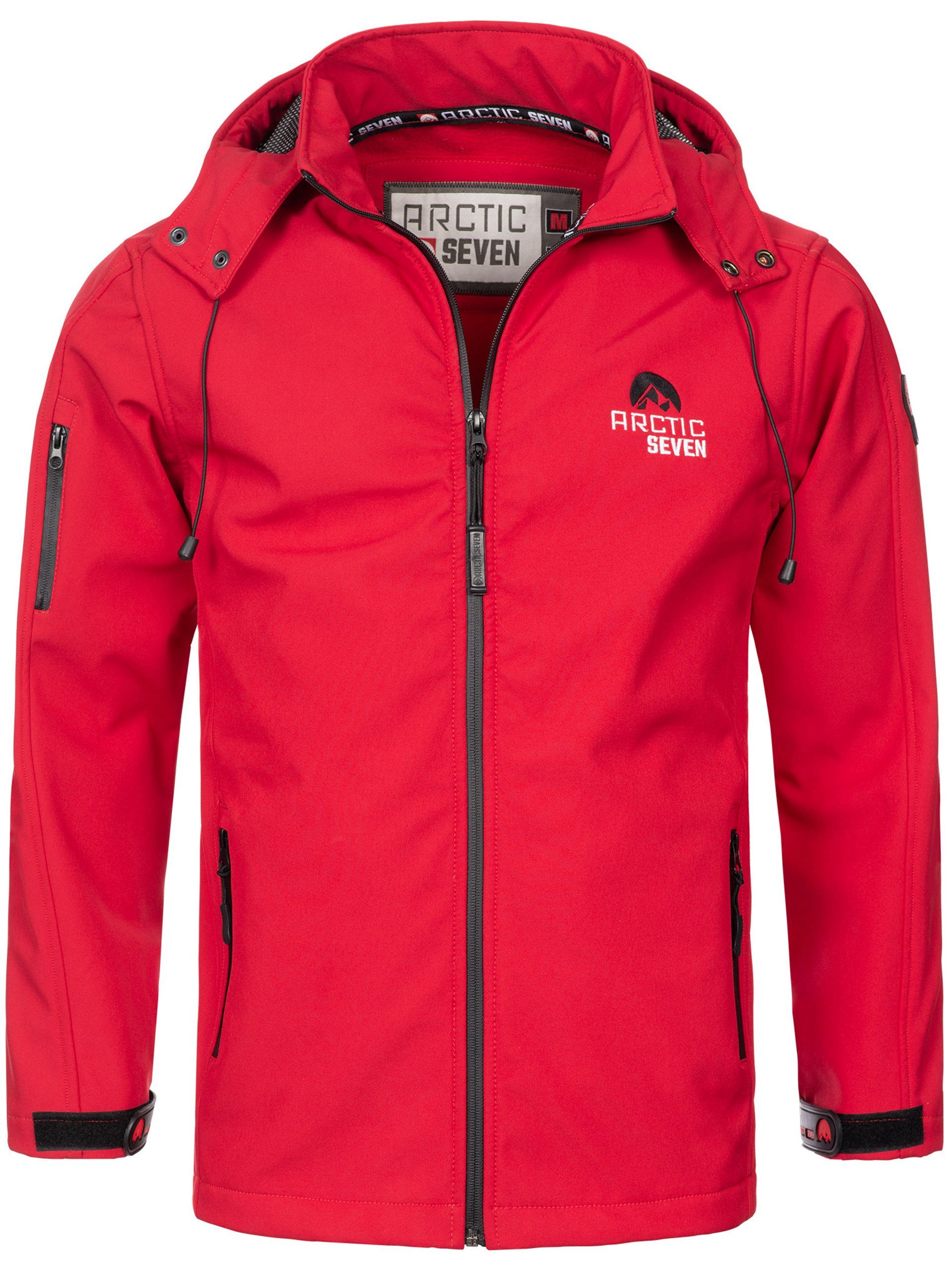 Outdoorjacke mit sportliche Seven Kapuze ASAdventuraa Rot Arctic Softshelljacke abnehmbarer