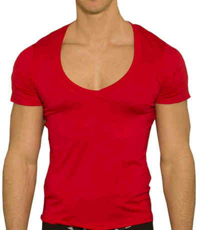 Kefali Cologne V-Shirt Deep V Neck T-Shirt, mit tiefem V-Ausschnitt Rot, KC1040