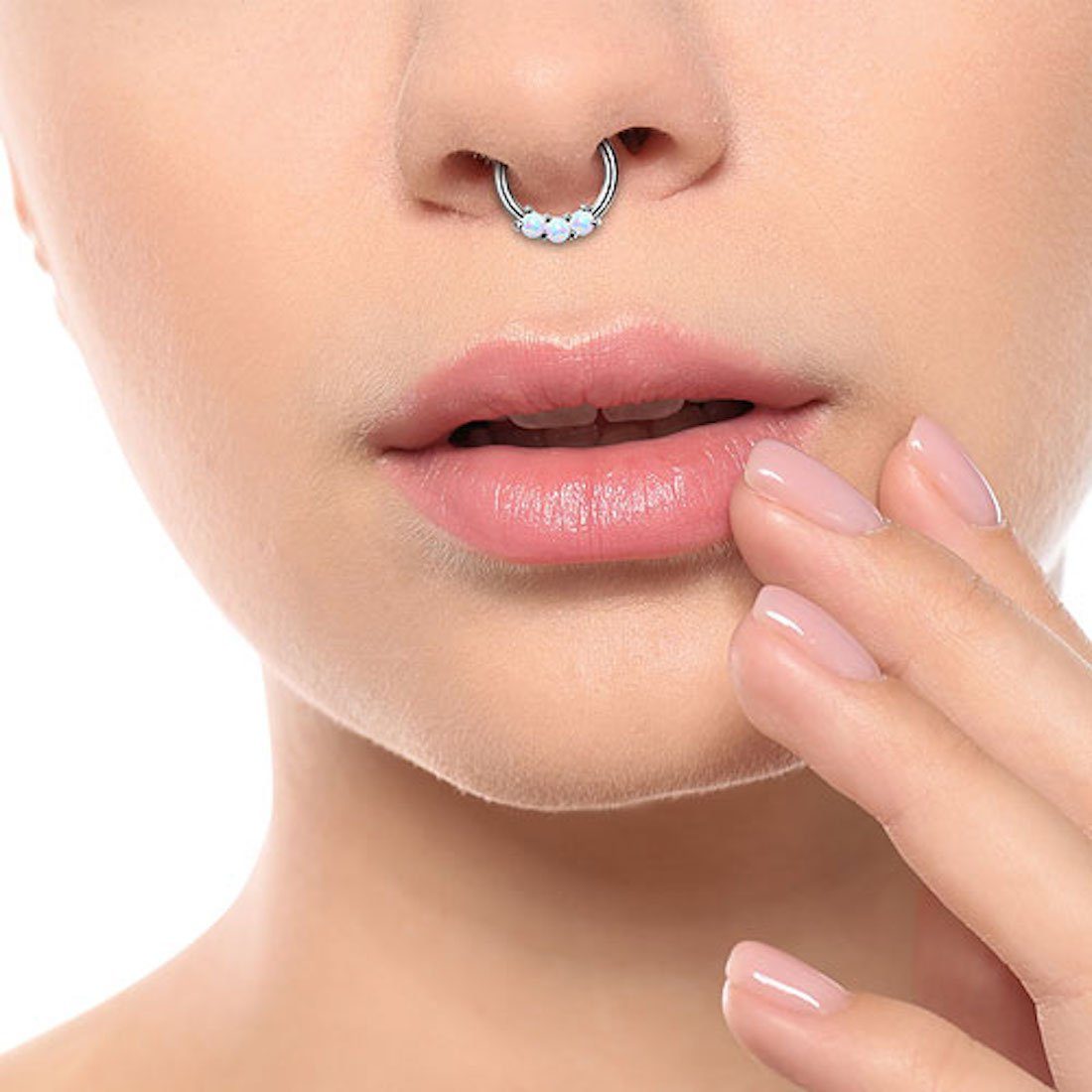 Nasenpiercing Piercing Clicker Scharnier mit Opal