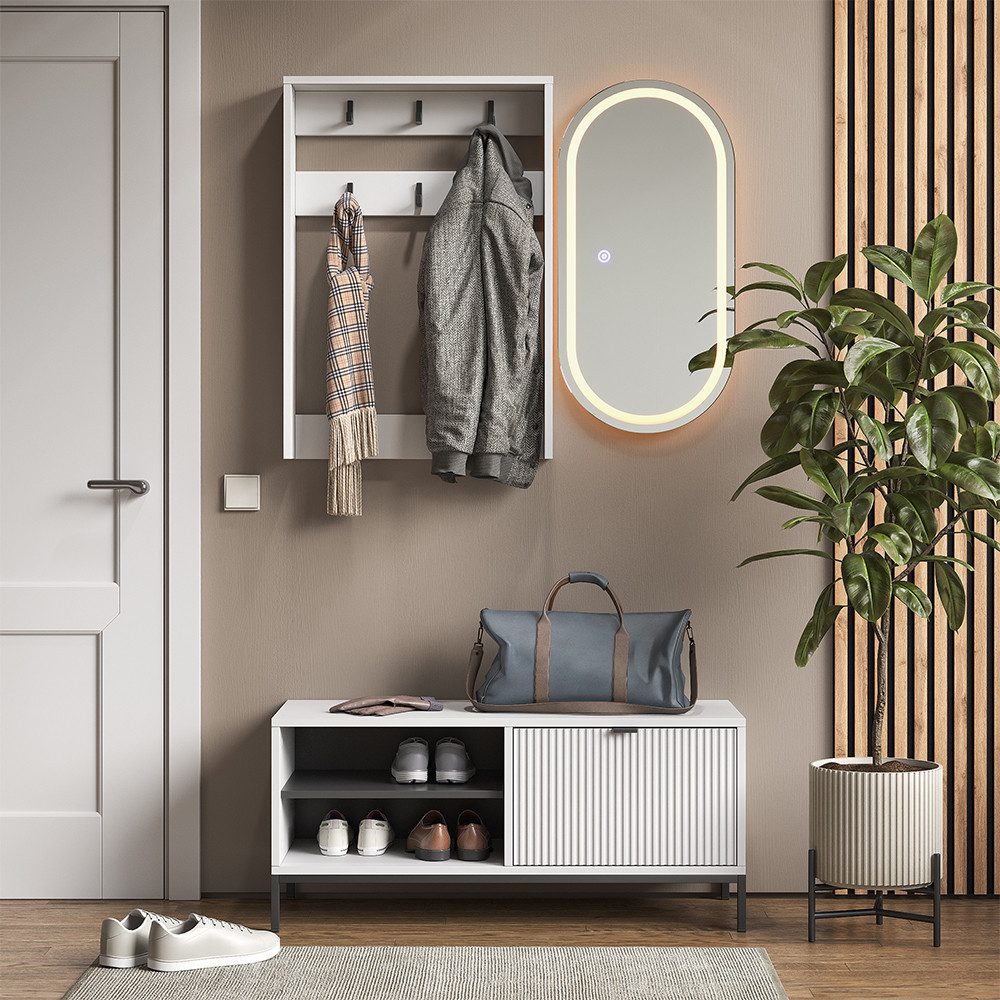 Vicco Garderoben-Set Eliza, Weiß, 100 x 45 cm Set, 3 Teile, (3-St)