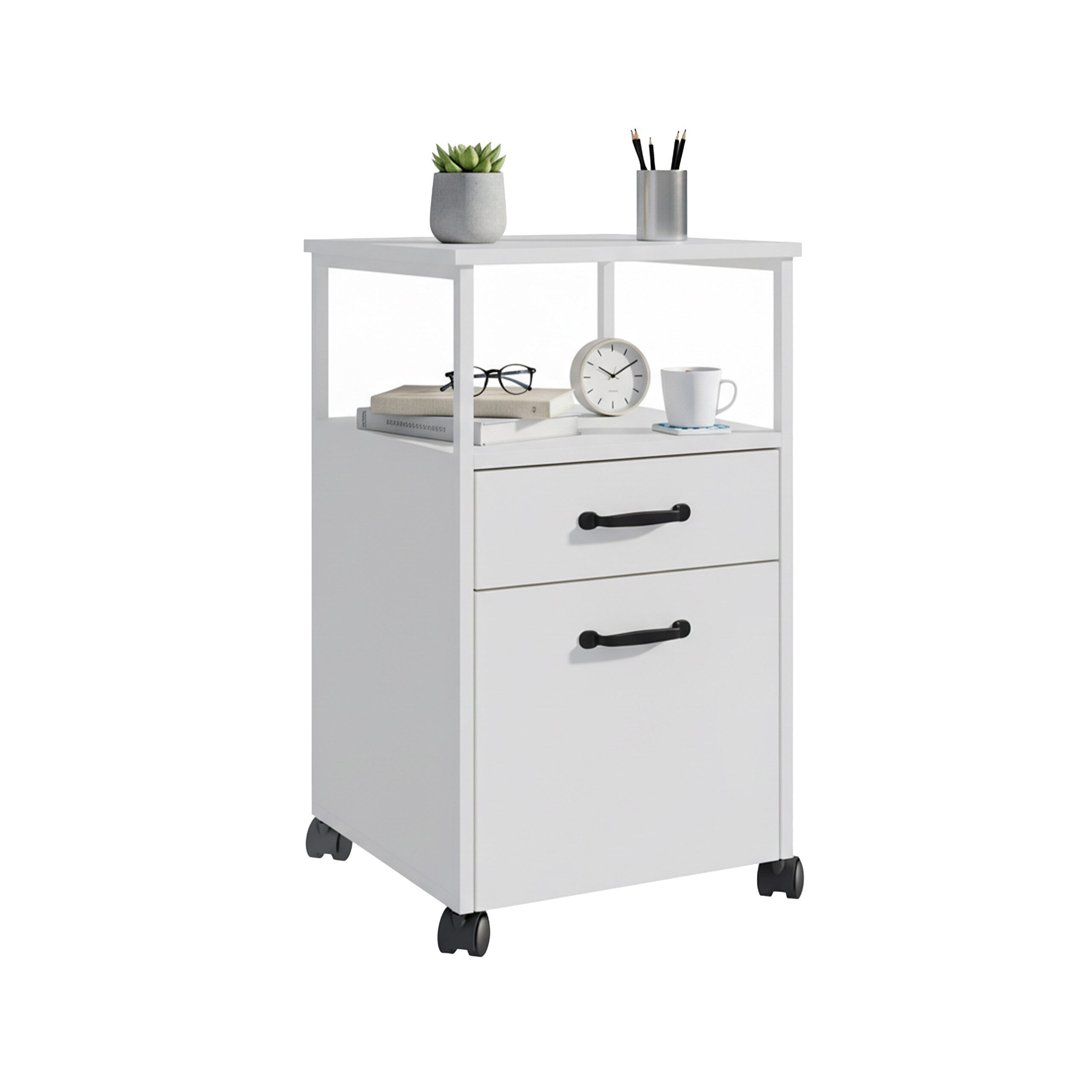 relaxdays Rollcontainer 2 Schublade, weiß