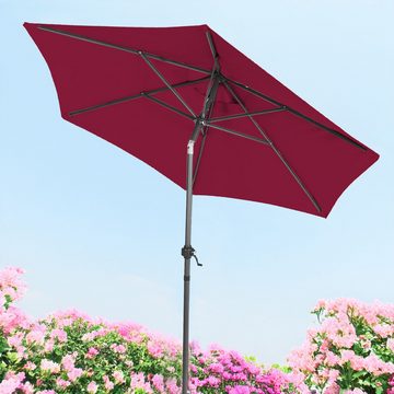 Spetebo Sonnenschirm Sonnenschirm 200 cm mit Knickgelenk - bordeaux, LxB: 225,00x200,00 cm, Sonnenschutz Schirm mit Knickgelenk