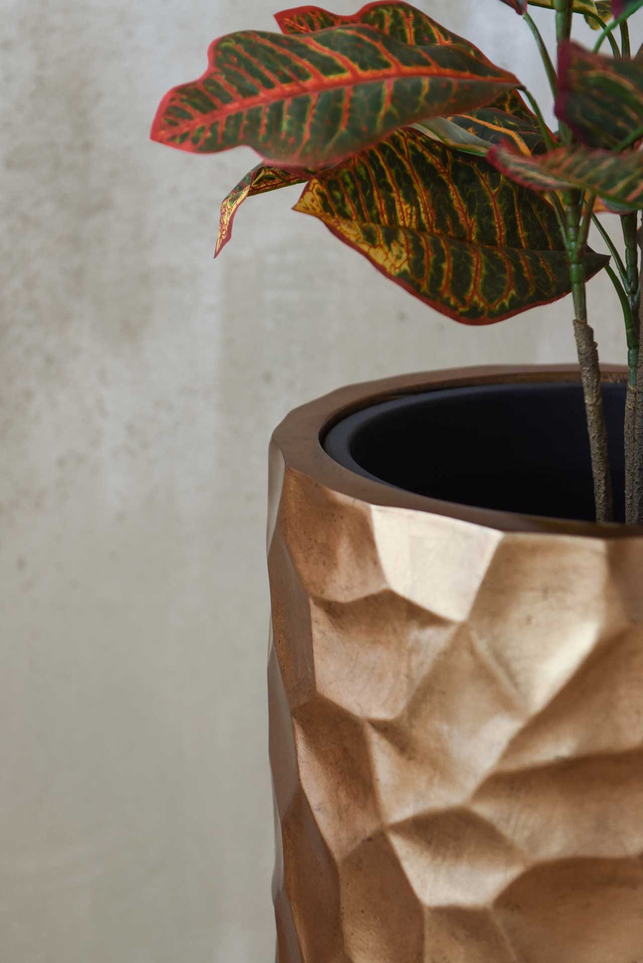 VIVANNO Bodenvase Fiberglas AMOLAR Säule - Satinbronze Mit Muster (1 St), 41x41x75 cm