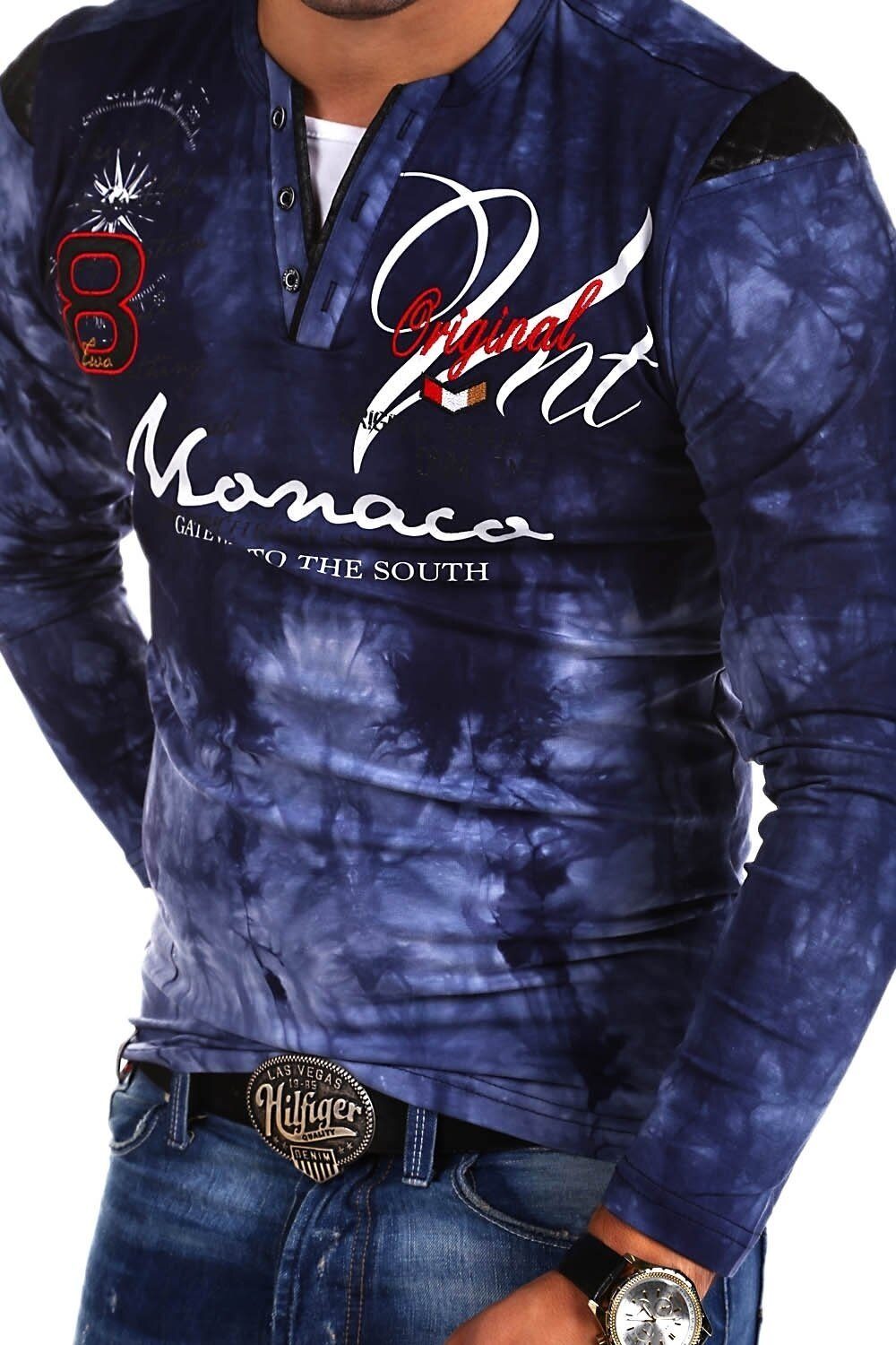 behype Langarmshirt P-Monaco mit Stickereien und Prints