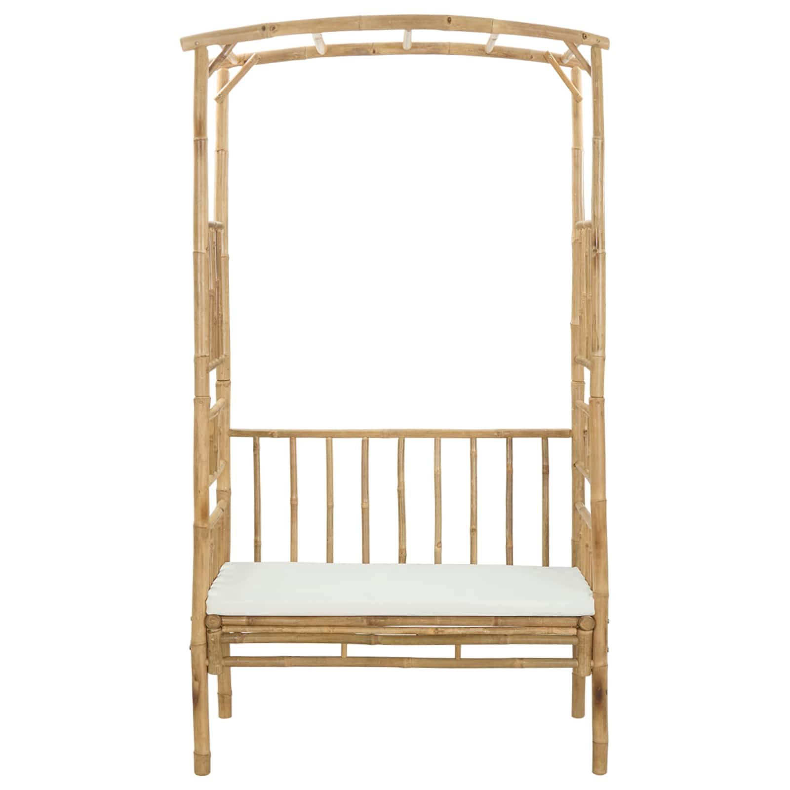 vidaXL Pergola Gartenbogen mit Sitzbank Cremeweiß 115 x 50 x 205 cm Bambus, (1-tlg)
