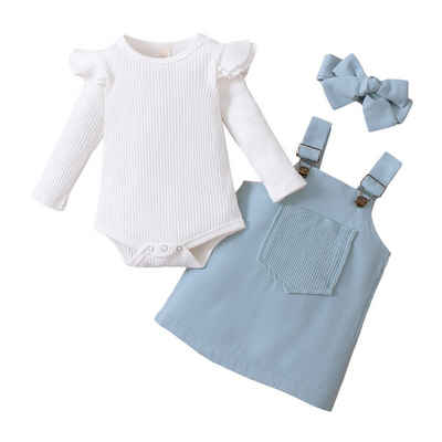 Lapastyle 2-in-1-Kleid »Dreiteiliger Baby-Overall + Hosenträgerrock + Stirnband«