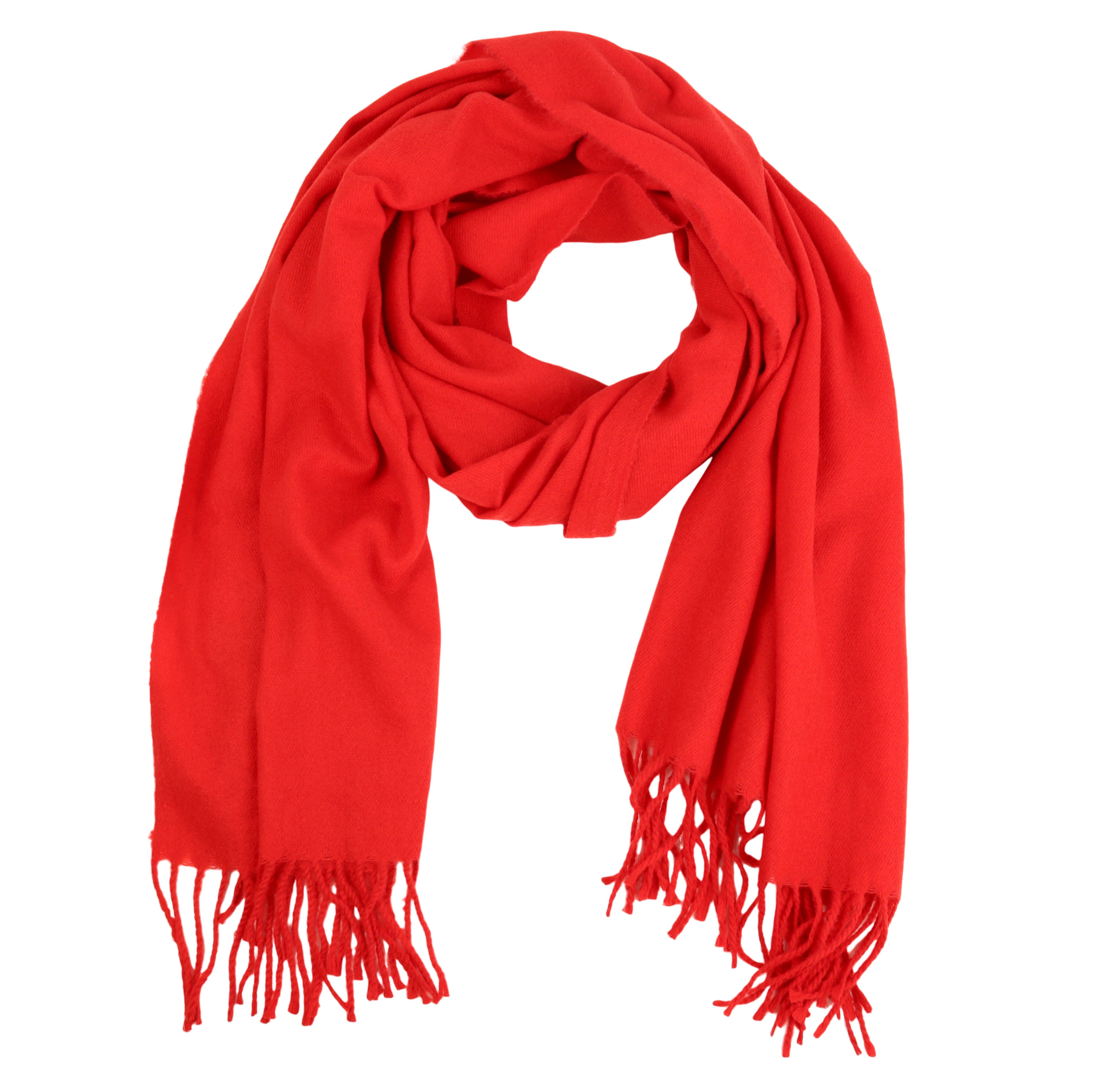 MIRROSI Modeschal weicher und warmer Unifarbe Schal mit Fransen, 70x180cm, (Viele tolle Farben zur Auswahl), Damen Halstuch ideal für Herbst und Winter Rot
