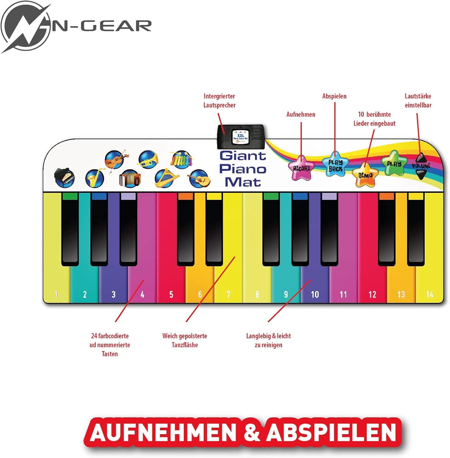 N-GEAR Spielzeug-Musikinstrument Riesen Klaviermatte XXL – günstig online kaufen
