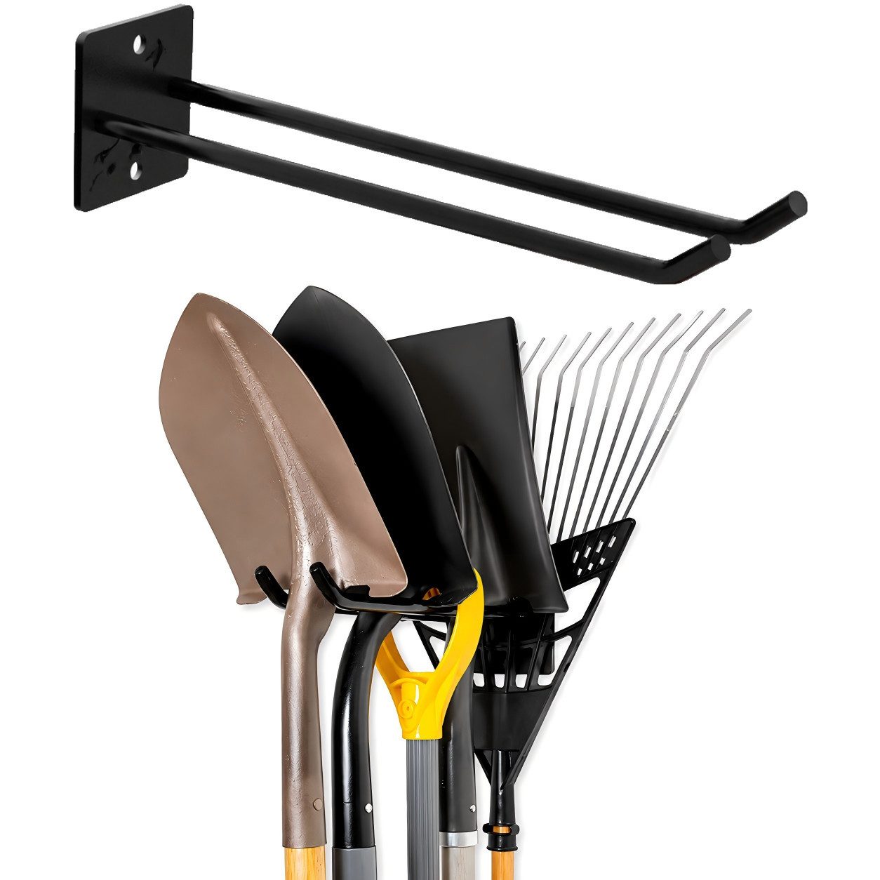 Fyrove Gartengerätehalter Wandhalterung mit Verlängerungshaken, Platzsparender Gerätehalter, (für Besen, Schaufeln und Gartenwerkzeuge, Doppelarm-Design, 25×7×10cm,(1-tlg)