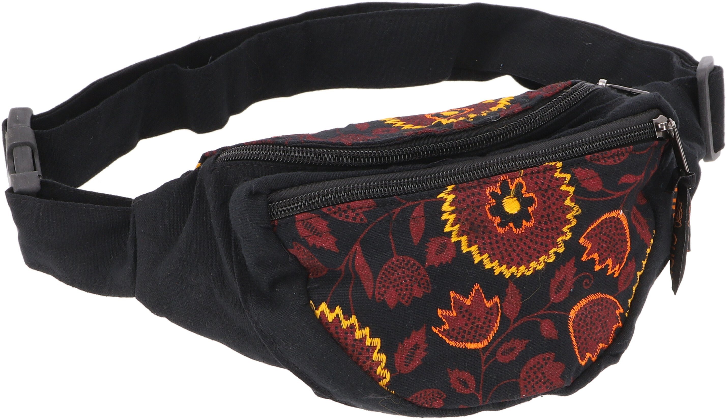 Nepal.. Boho Gürteltasche Ethno schwarz Sidebag, bestickte Guru-Shop