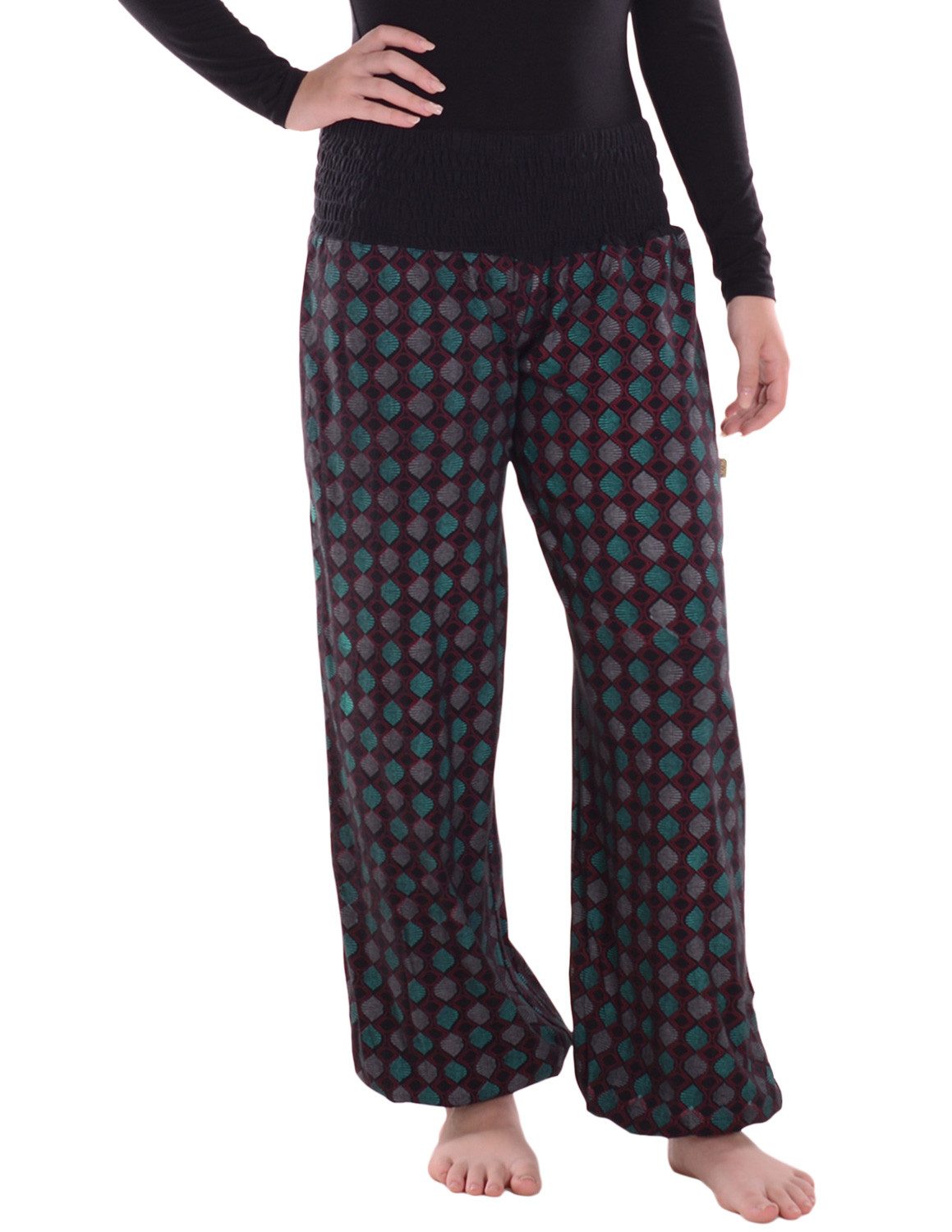 Vishes Haremshose Sommer Pluderhose mit Patchwork-Print. elastischem Bund freesize 34–44 Alternative Bekleidung, Hippie, Goa Style