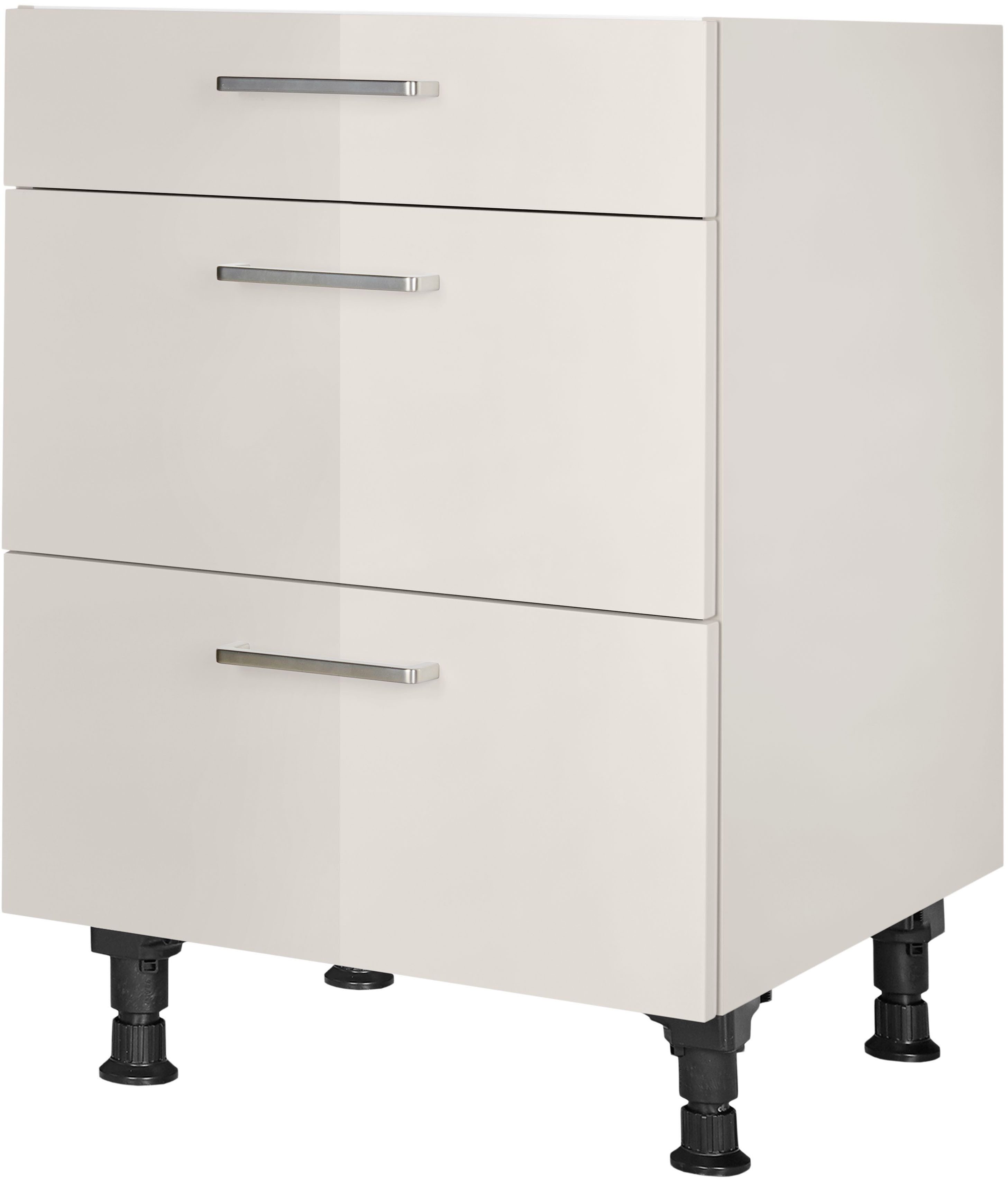 nobilia® Unterschrank "Flash", vormontiert, mit höhenverstellbaren Sockelfüßen, in den Breiten 30, 45, 60 und 90 cm, mit Schubkasten und Auszügen