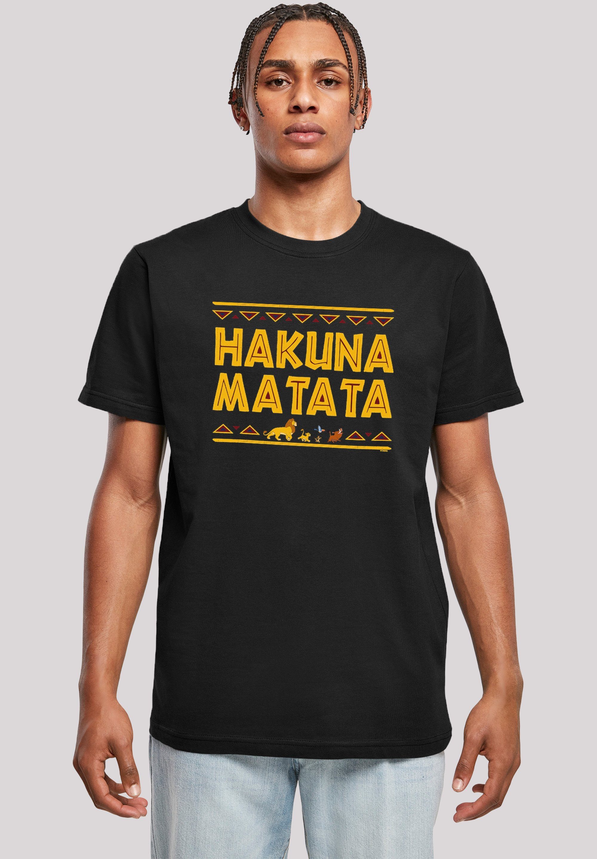 Herren,Premium Disney schwarz T-Shirt Löwen der Matata Merch,Regular-Fit,Basic,Bedruckt Hakuna König F4NT4STIC