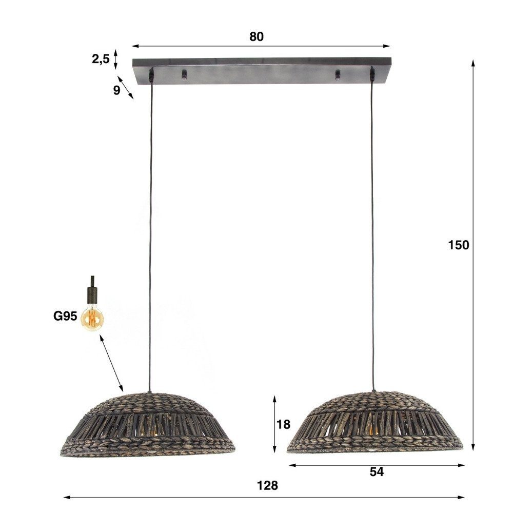 famlights Hängeleuchte, Pendelleuchte Karla aus und in Wasserhyazinthe E27, Leuchtmittel Nein, Schwarz keine enthalten: Pendellampe, warmweiss, Hängeleuchte, Nickel Angabe, Pendelleuchte