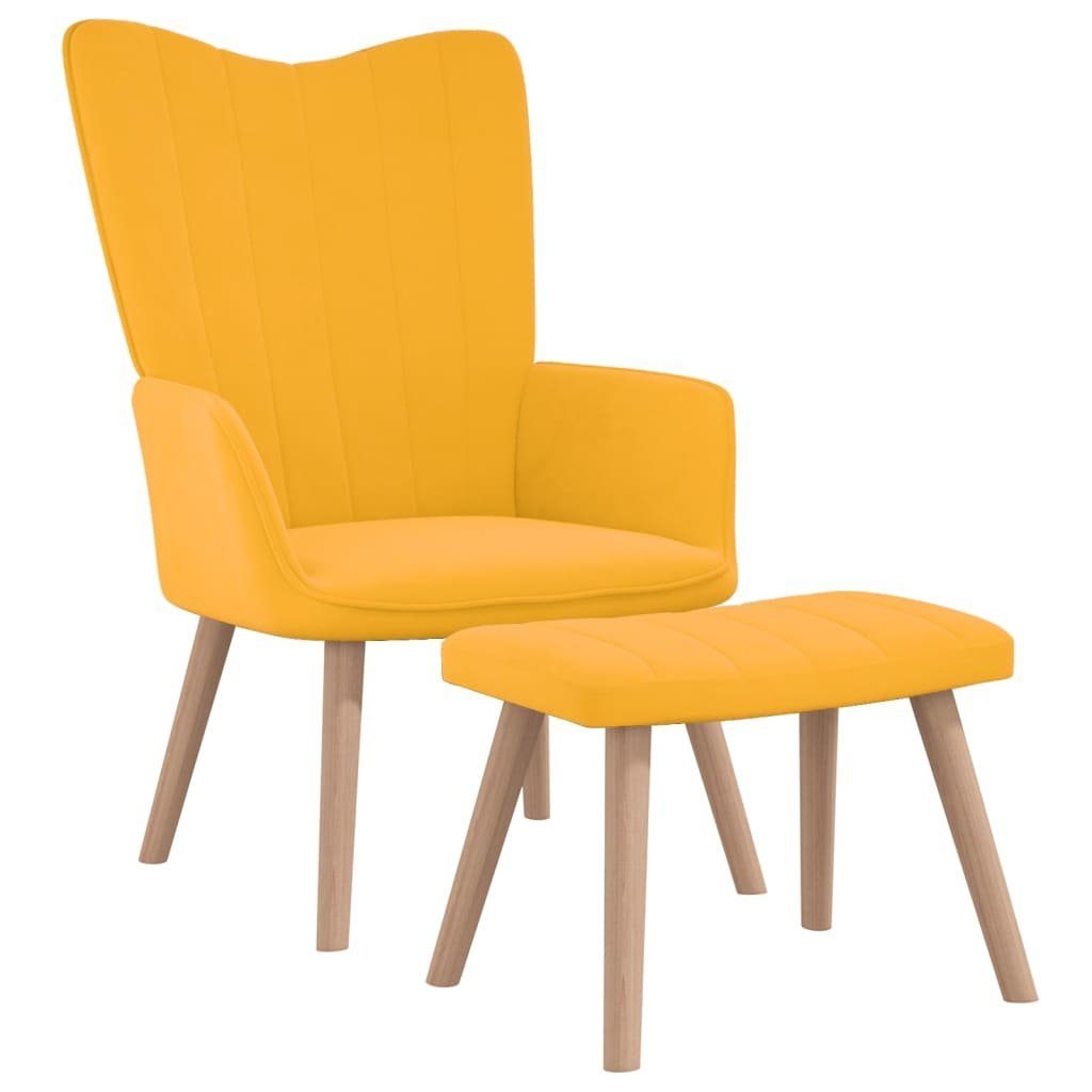 furnicato Sessel Relaxsessel mit Hocker Senfgelb Samt