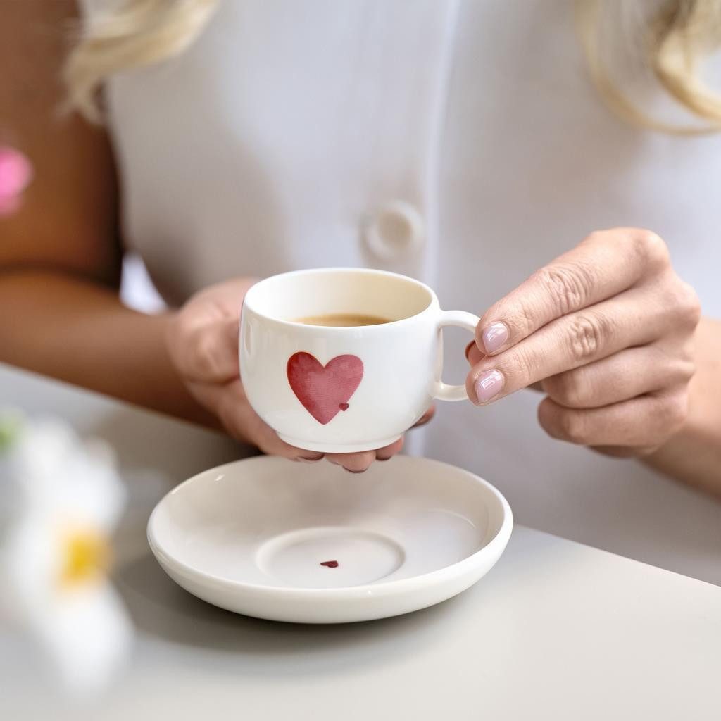 like. by Villeroy & Boch Tasse With Love Espressotassen mit Untertassen 60 ml, 6-tlg., Porzellan