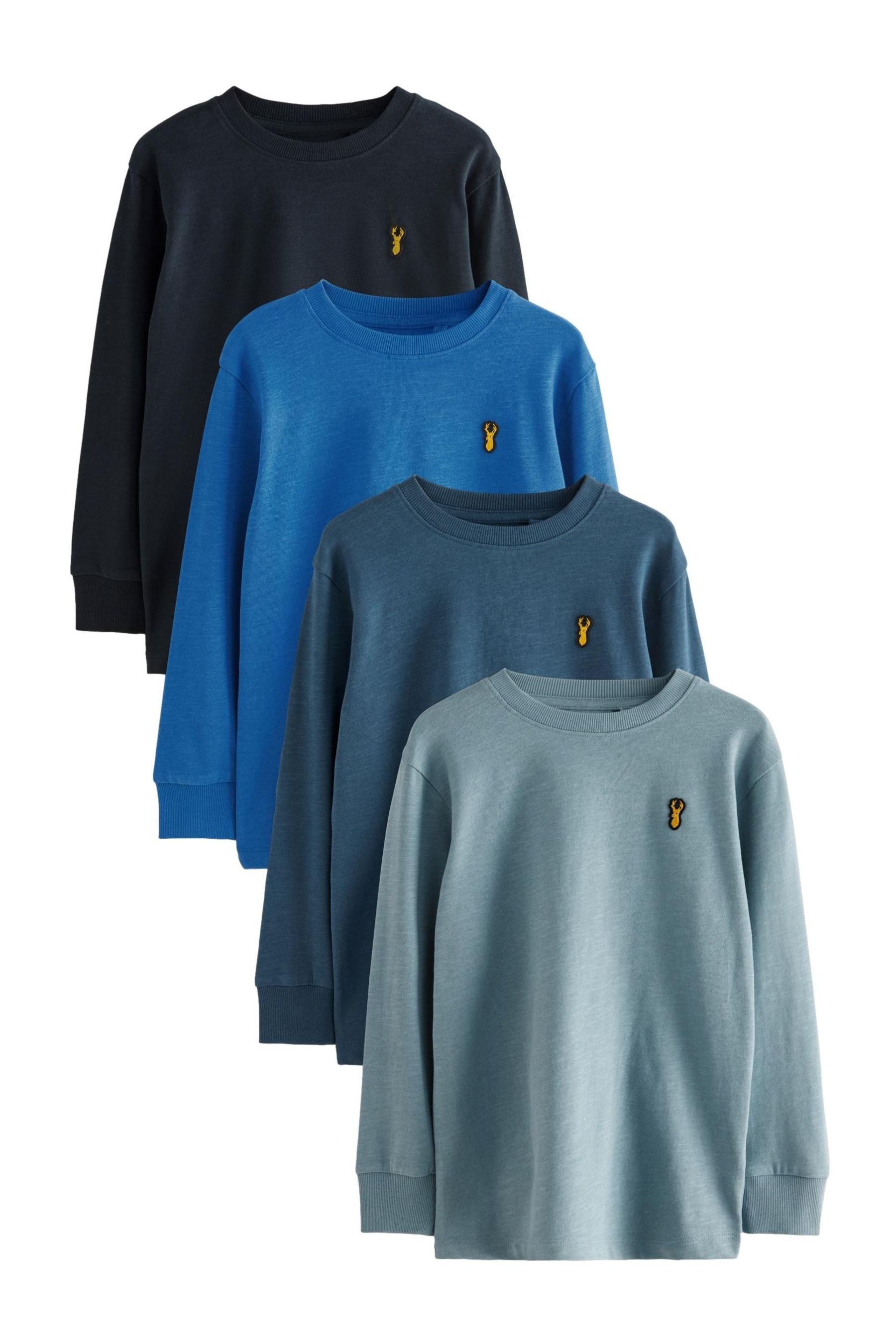 Next Langarmshirt 4 x Langarmshirts mit Hirschstickerei (4-tlg)