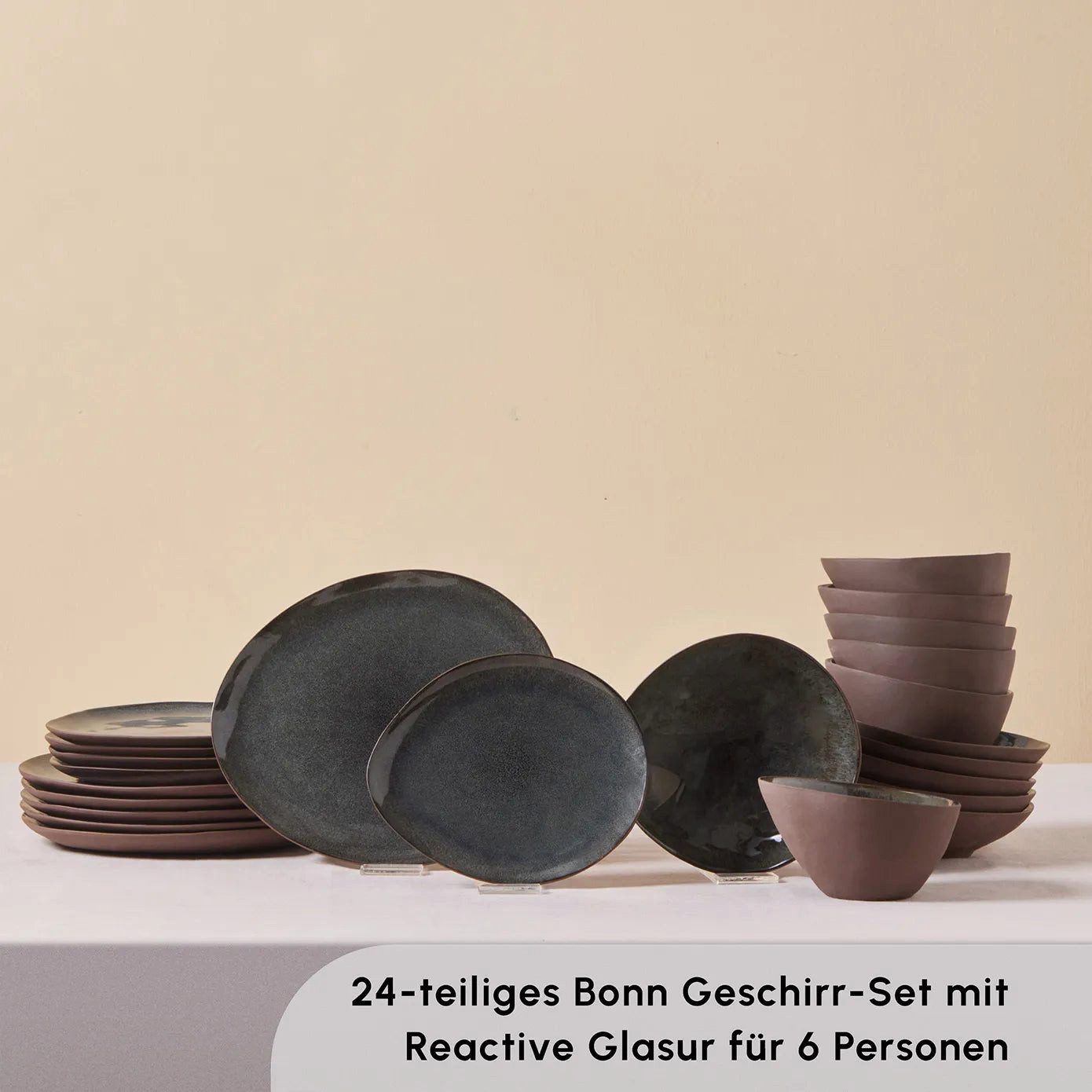 Karaca Geschirr-Set Karaca Earth Collection Bon Reaktiv 24-teiliges Geschirrset 6 Personen (24-tlg), 6 Personen, Steinzeug