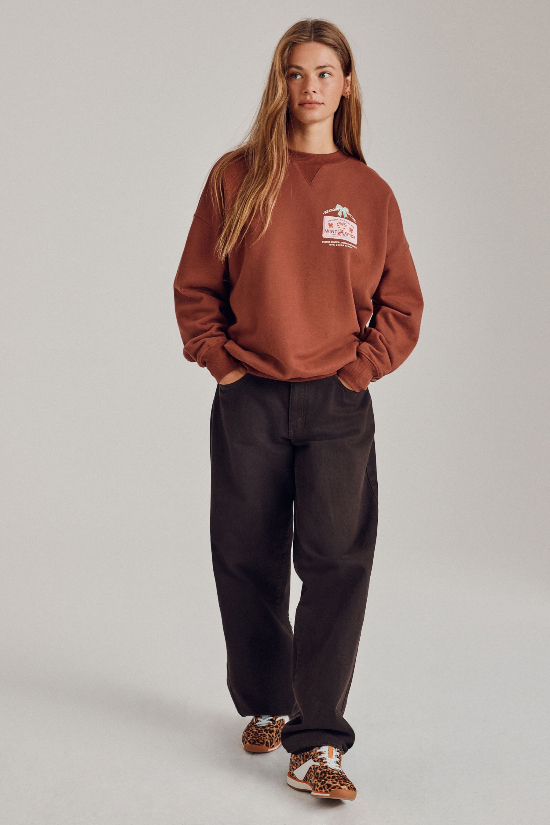 Next Sweater Langarm-Sweatshirt mit weihnachtlicher Grafik (1-tlg)