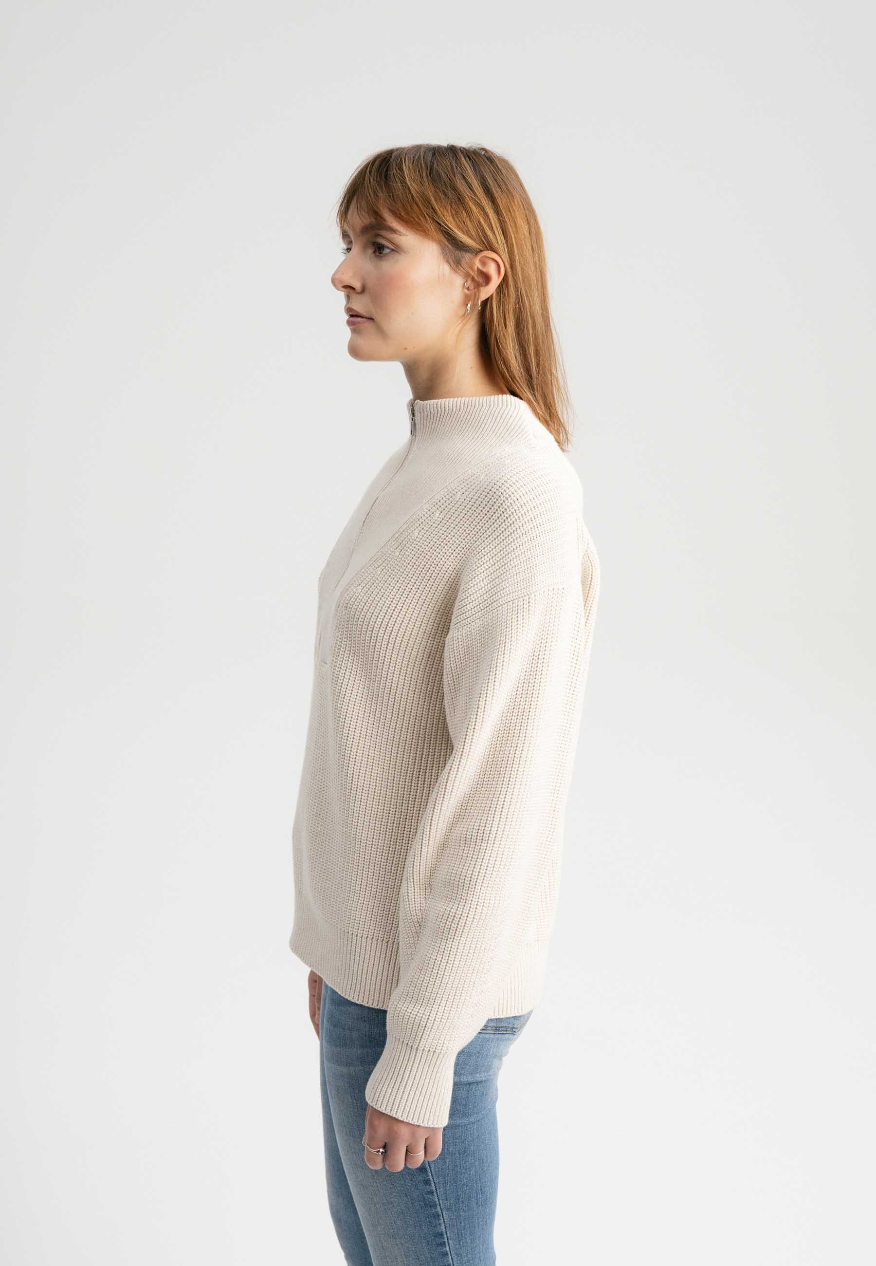 MELA Strickpullover Damen Rippstrick Troyer KIMAYA günstig online kaufen