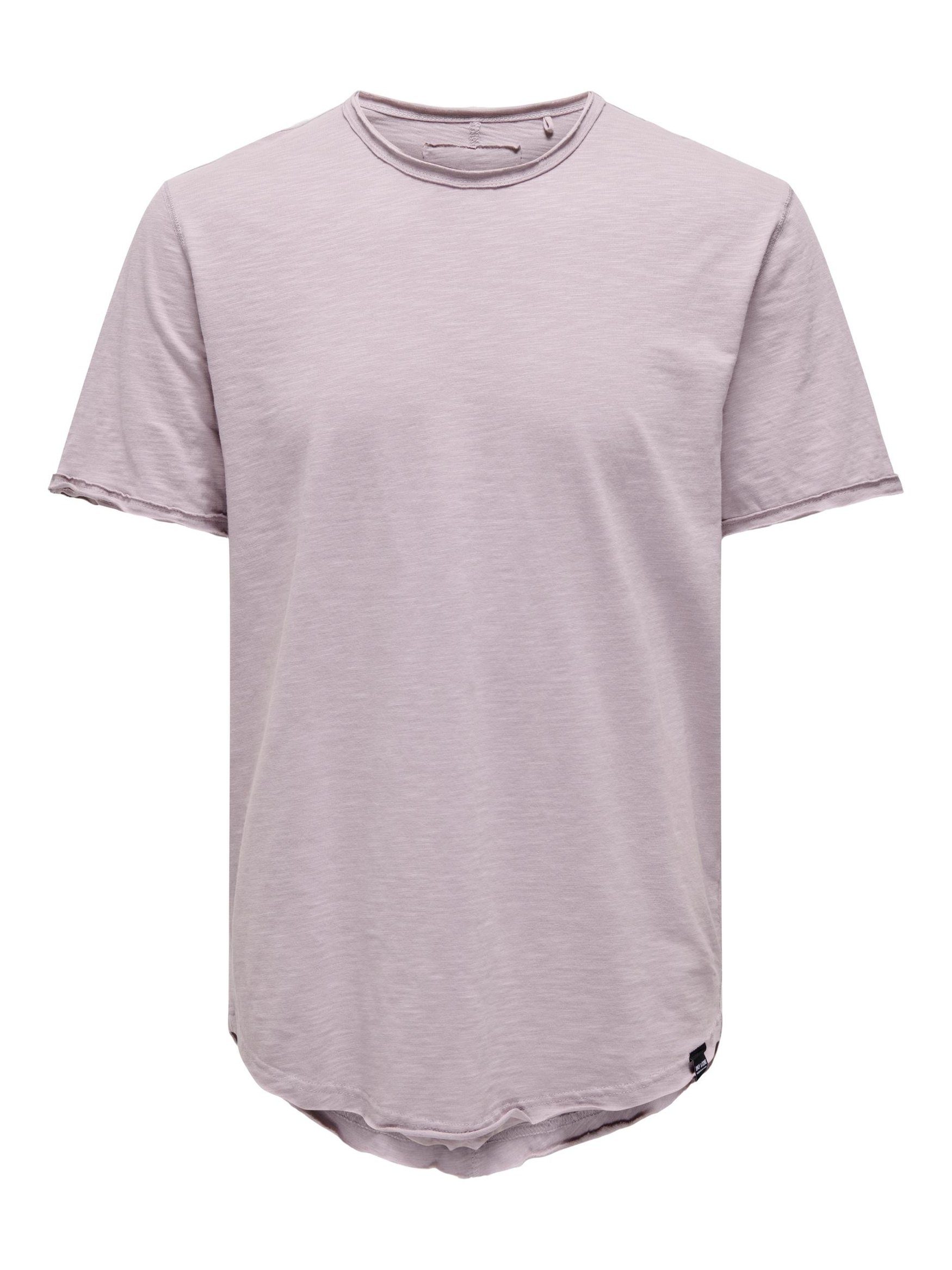 ONLY & SONS T-Shirt Langes Rundhals T-Shirt Einfarbiges Kurzarm Basic Shirt ONSBENNE 4783 in Rosa