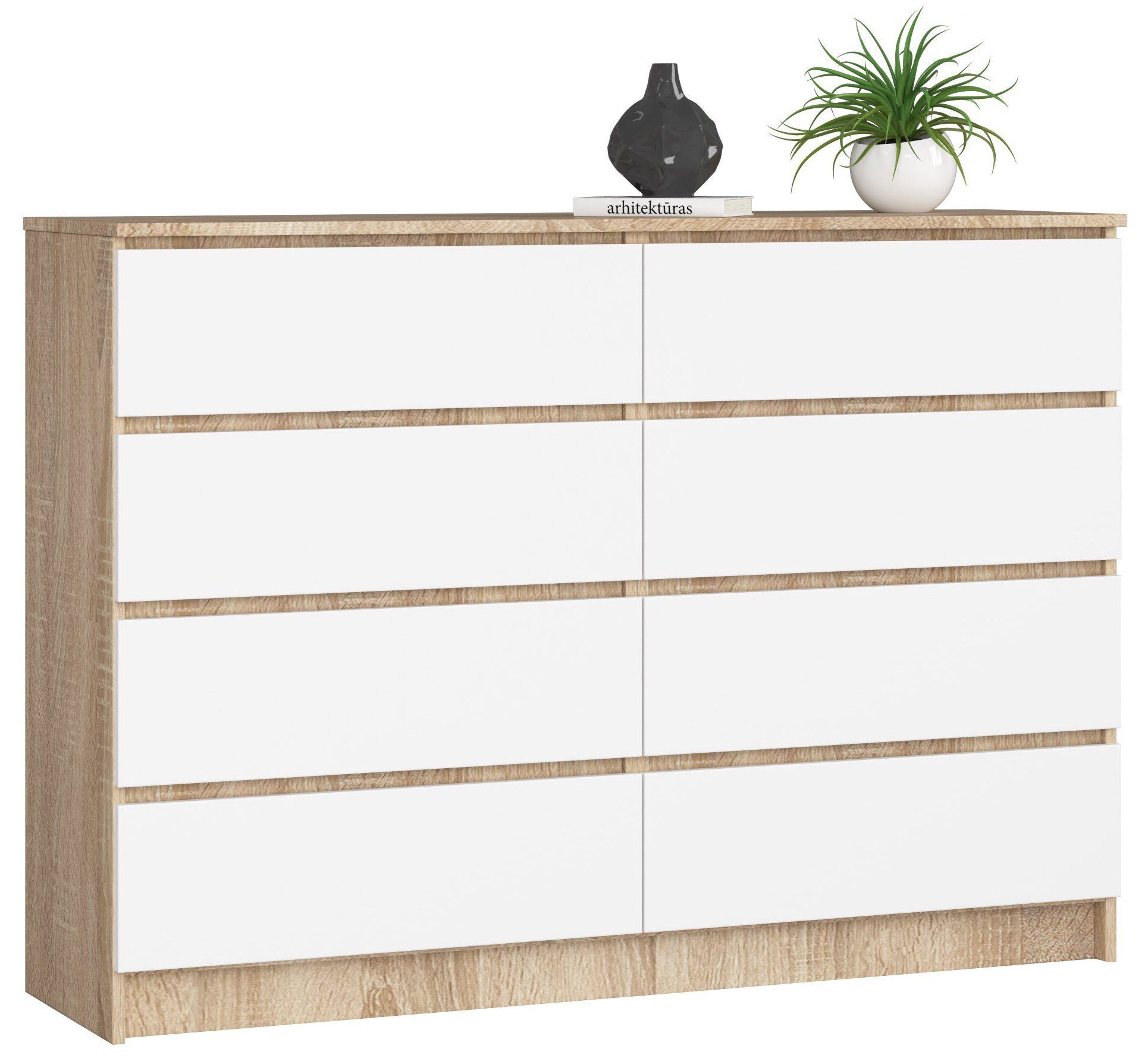 Raumhirsch Furniture Kommode mit 8 Schubladen 138 cm breit Holz Schrank, (viele Farbvarianten - Maße: 138 x 90 x 40 cm) - Hochwertig & stabil