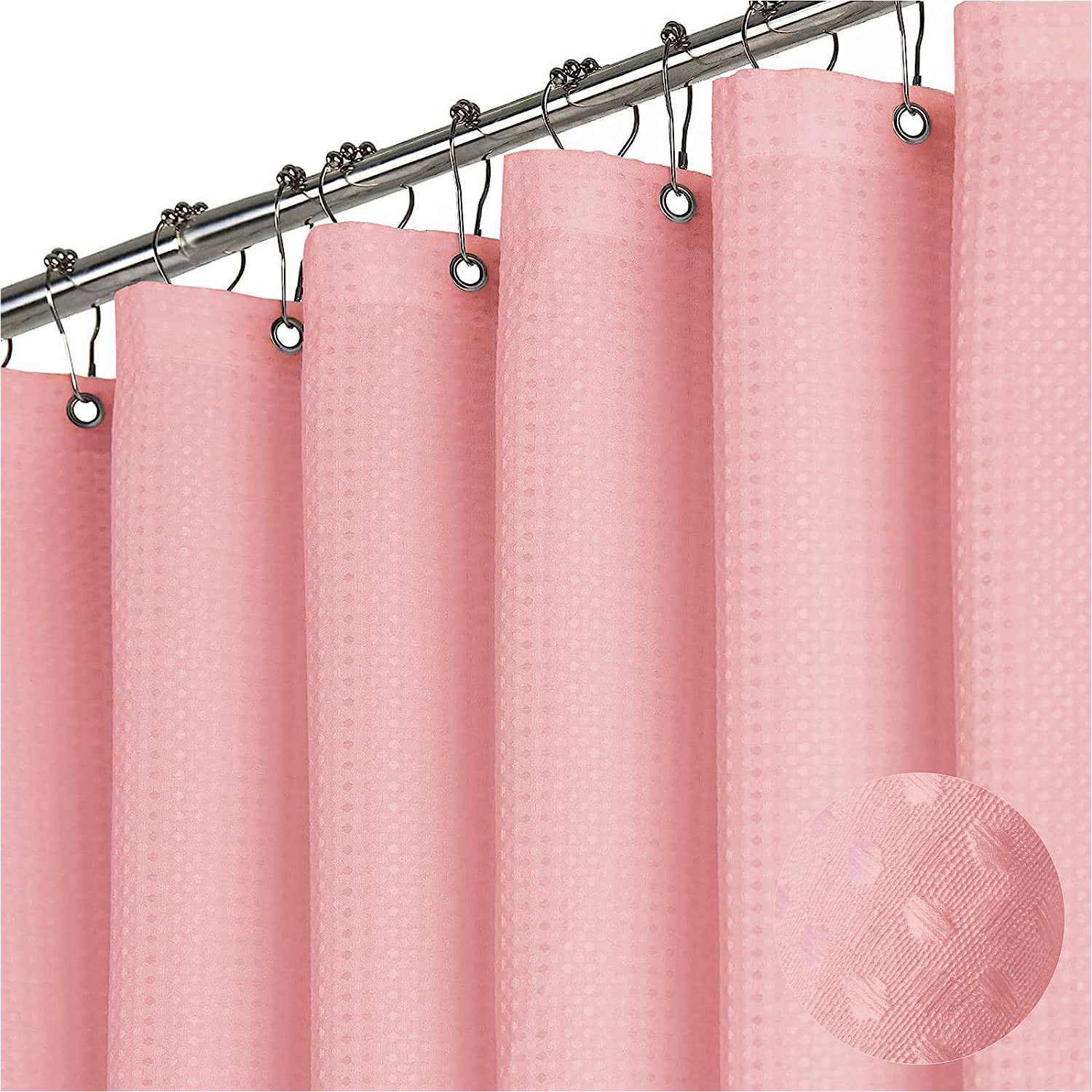 Refttenw Duschvorhang Waffel Duschvorhang,Wasserdicht,Schimmelschutz,mit Duschvorhangringe Breite 90 cm