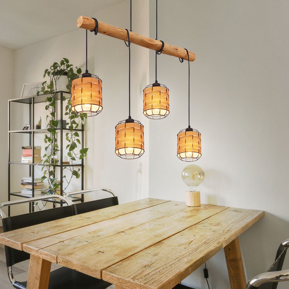 Hängelampe Pendelleuchte, Holzleuchte Pendelleuchte etc-shop Leuchtmittel nicht Esstischlampe Käfig-Design inklusive,