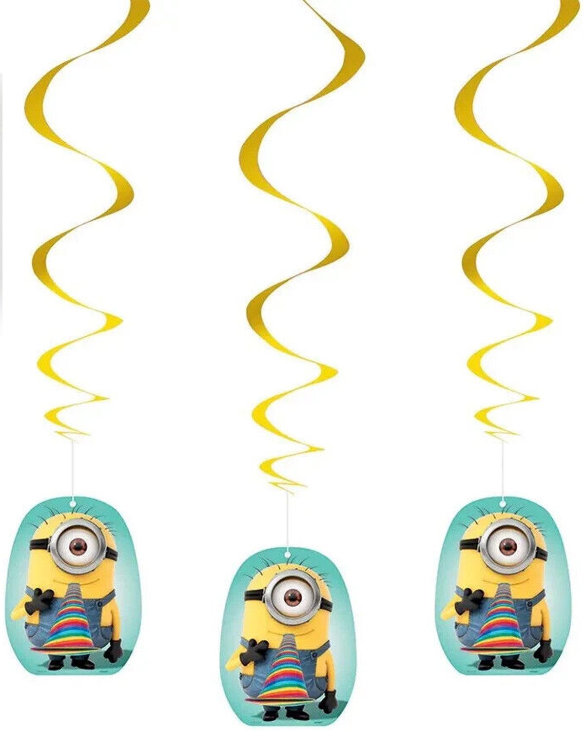 Unique Industries Inc. Hängedekoration 'Minions' Deko, 3 Hänger Folien Swirls 66 cm