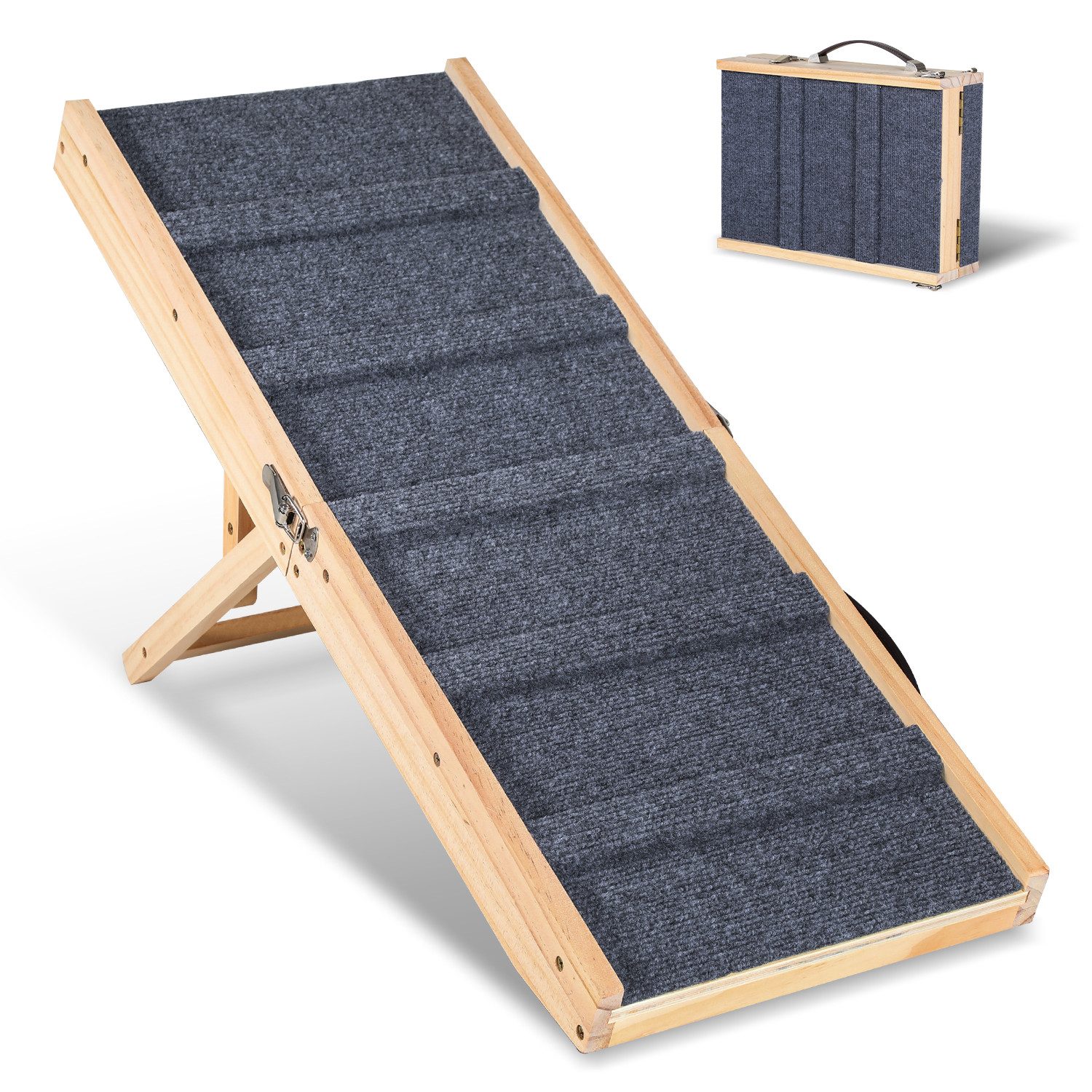 Clanmacy Hunderampe Hunderampe Klappbar aus Holz 4 Stufen Verstellbar Anti Rutsch Rampe (1-St), Holzklappbare, Anti Rutsch