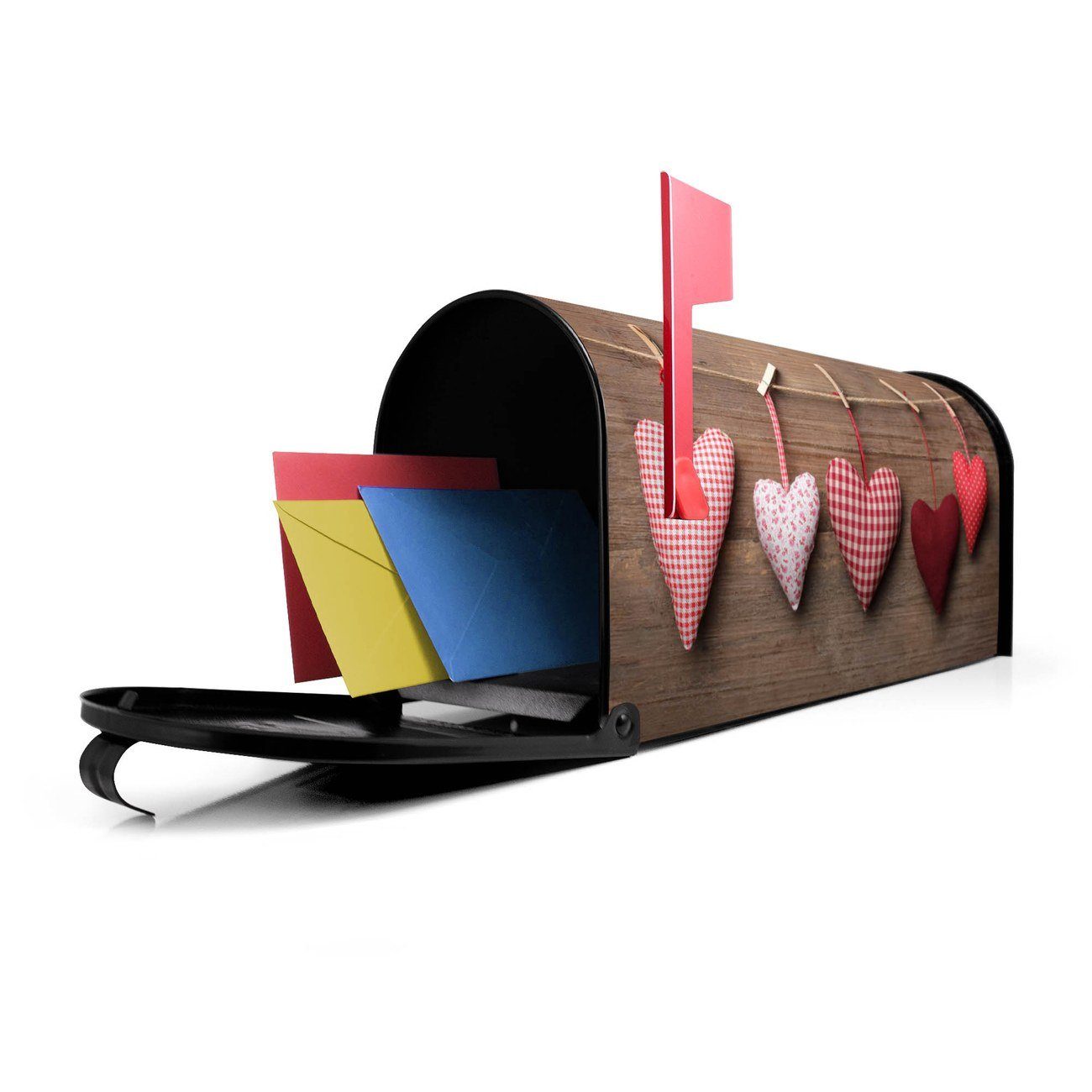 Mississippi x 51 22 cm aus schwarz Mailbox USA), (Amerikanischer x 17 banjado Amerikanischer Briefkasten Briefkasten, Herzen original