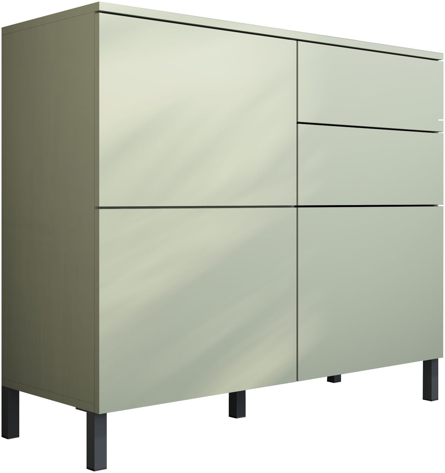 borchardt Möbel Kommode Haama, Sideboard mit Metallfüßen, Push-to-open-Technik, Breite 93 cm, Push-To-Open, verstellbare Einlegeböden, viel Stauraum, Breite 93cm