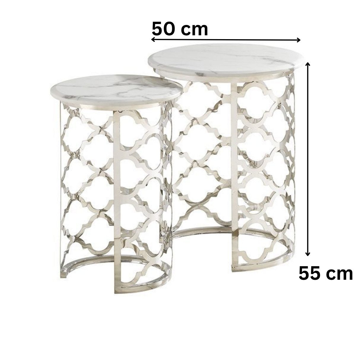 alesvelt Beistelltisch FORLI 2-teilig Ø50X55CM (2er Set), Marmoroptik