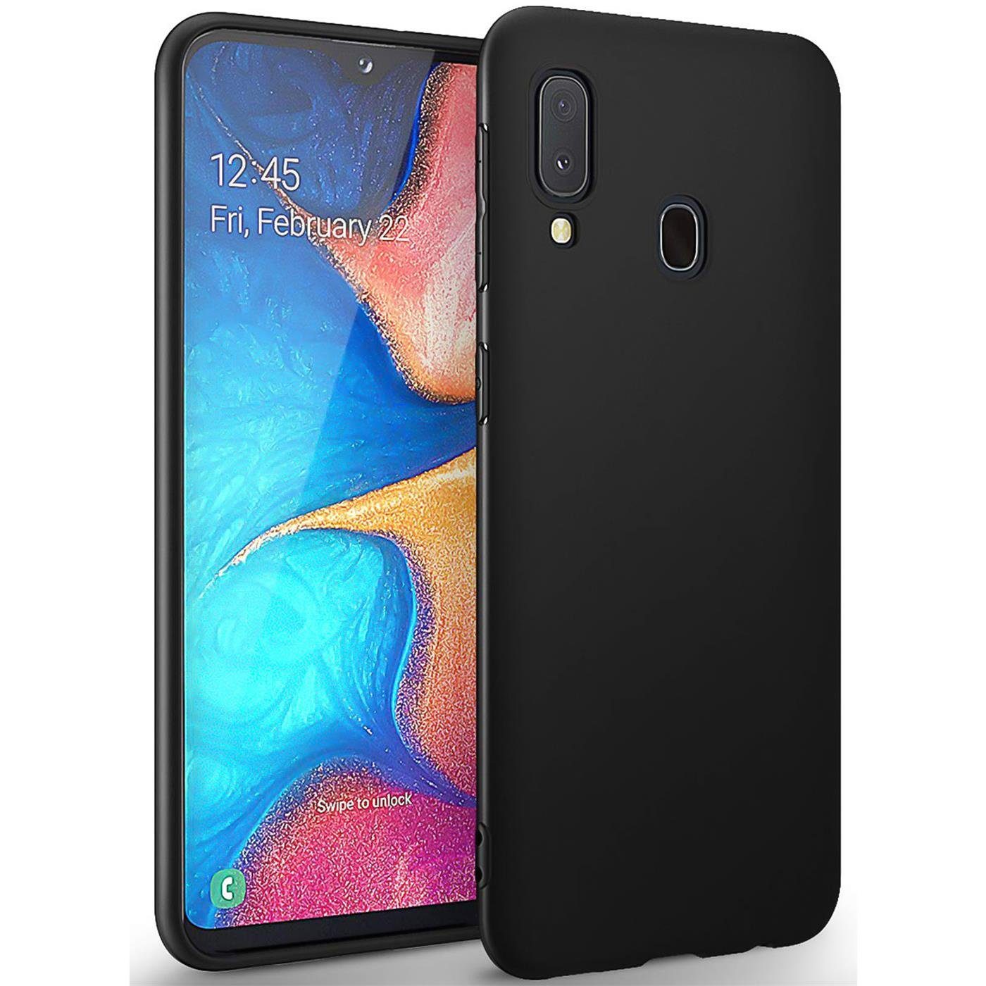 CoolGadget Handyhülle Handy Schutzhülle für Samsung Galaxy A20e matt schwarz 5,8 Zoll, Silikon TPU Hülle Schutz Tasche Cover schlicht Slim Case