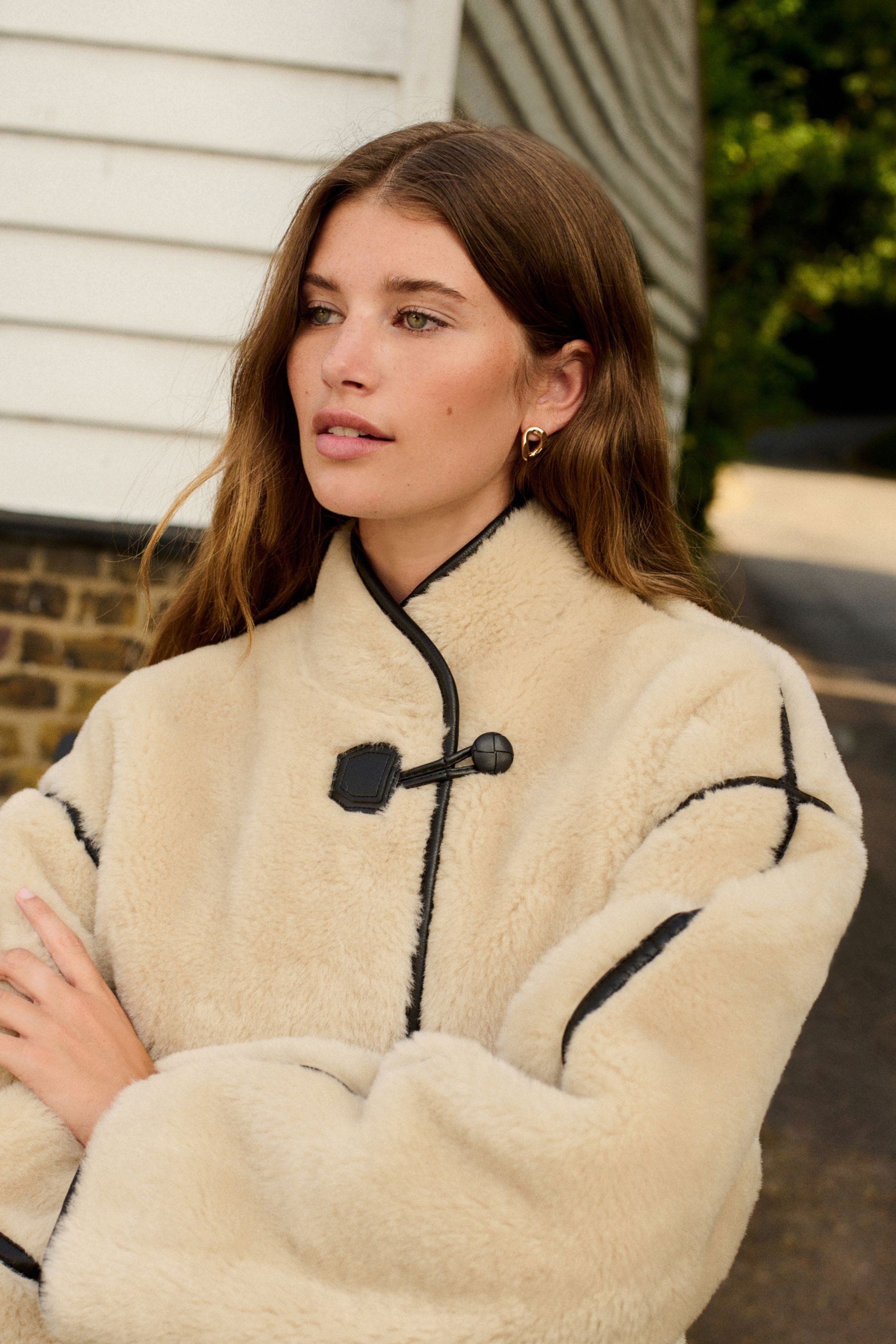 Next Fellimitatjacke Duffeljacke aus Teddyfell (1-St)