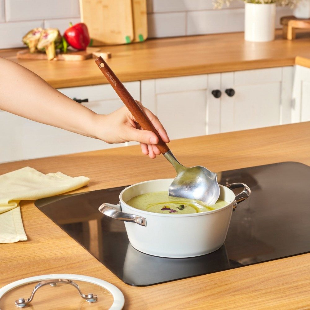 Karaca Kochtopf Karaca Swiss Crystal Almond Cream Kasserolle mit Edelstahlgriff 18 cm