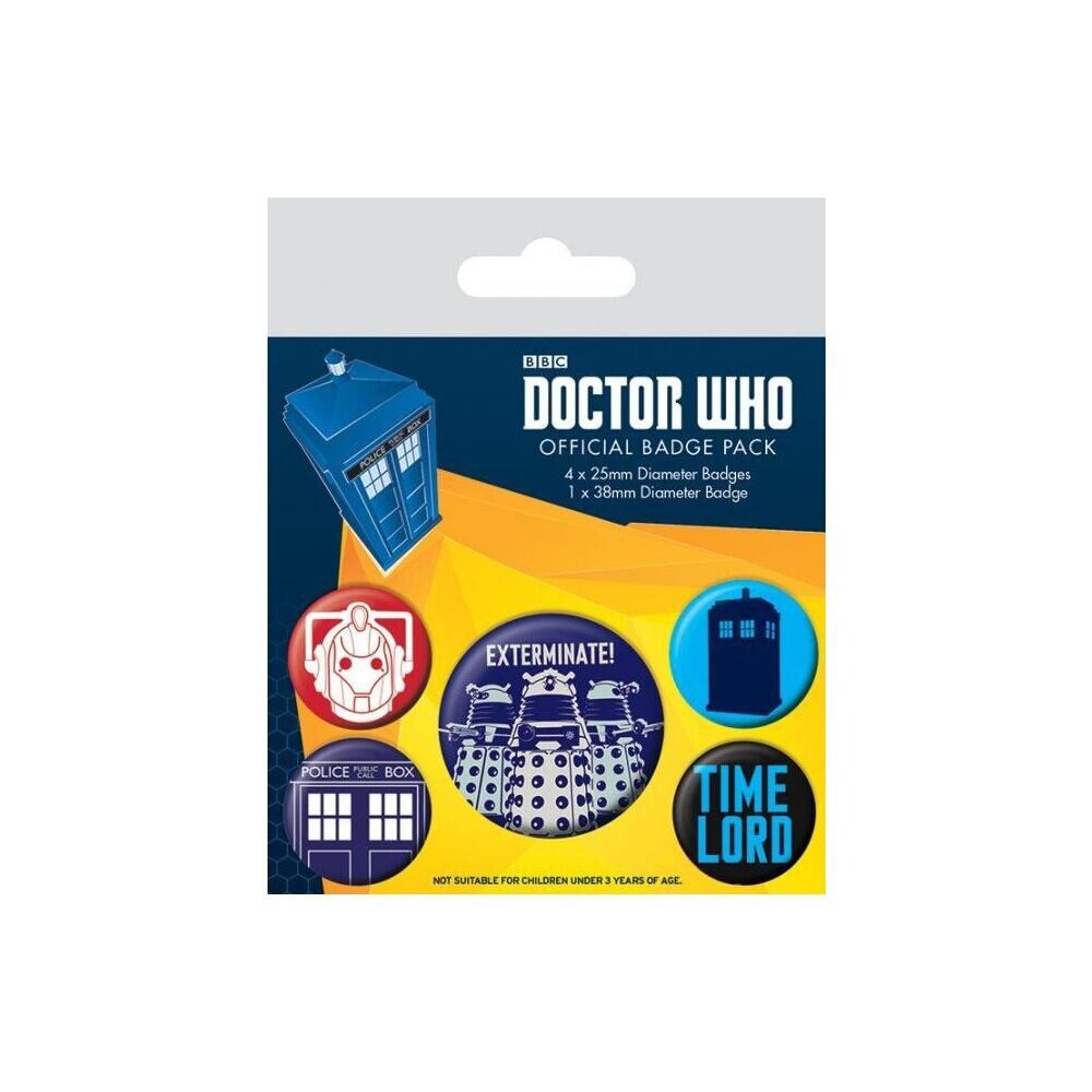Anstecknadel Doctor Who Ansteck-Buttons 5er-Pack Exterminate