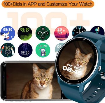 TEKMAGIC Schlafanalyse Smartwatch (1,28 Zoll, Android, iOS), Schrittzählermit Funktionen von Herzfrequenz, Blutdruck,Blutsauerstoff