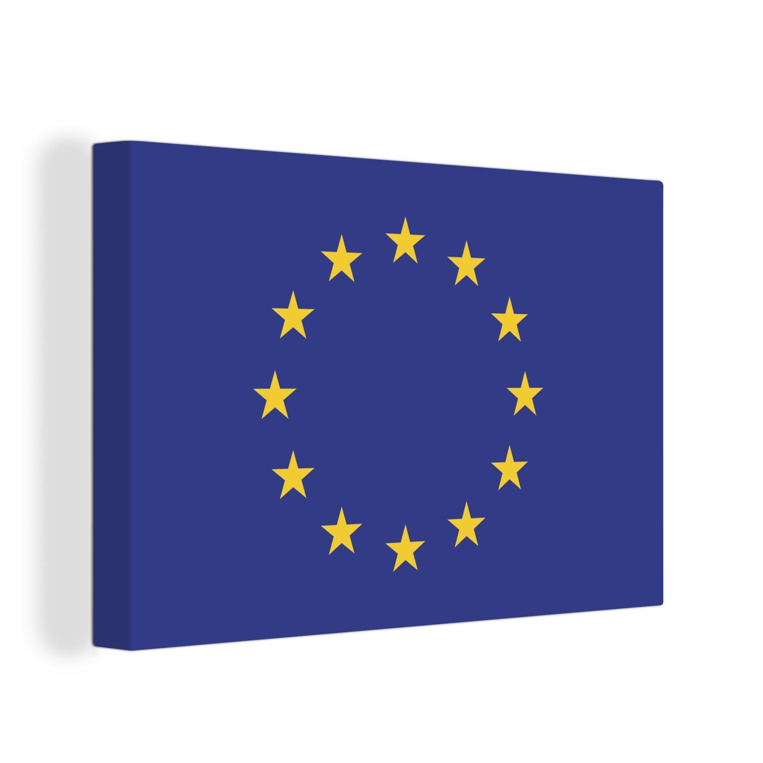 OneMillionCanvasses® Leinwandbild Flagge - Europäische Flagge, (1 St), Wandbild Leinwandbilder, Aufhängefertig, Wanddeko, 30x20 cm