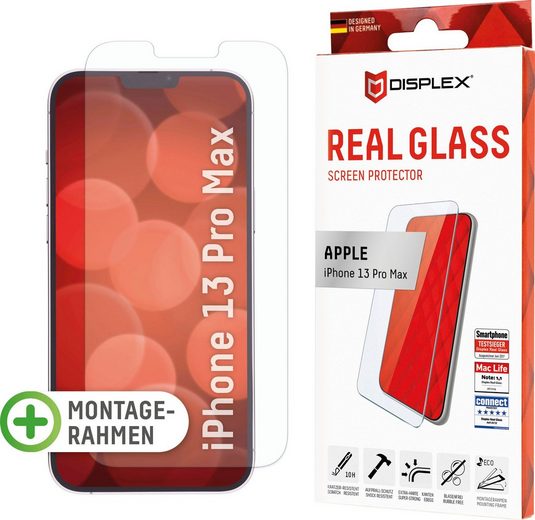 Displex »DISPLEX Panzerglas (10H) für Apple iPhone 13 Pro Max, Eco-Montagerahmen, Tempered Glas, kratzer-resistente Schutzfolie, hüllenfreundlich«, Displayschutzfolie