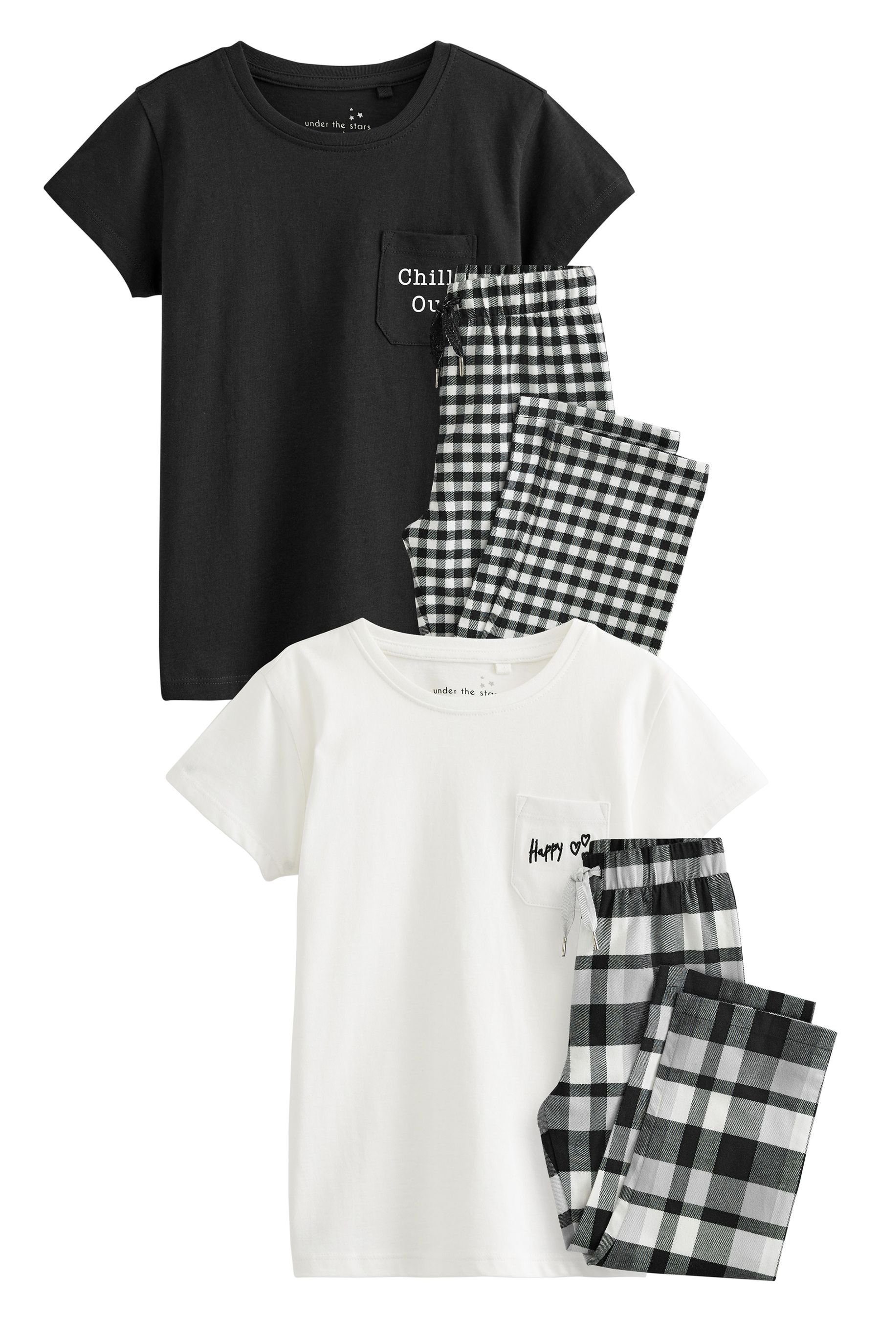 Next Pyjama 2 Schlafanzüge mit gewebter Jogginghose (4 tlg) Black/White Check
