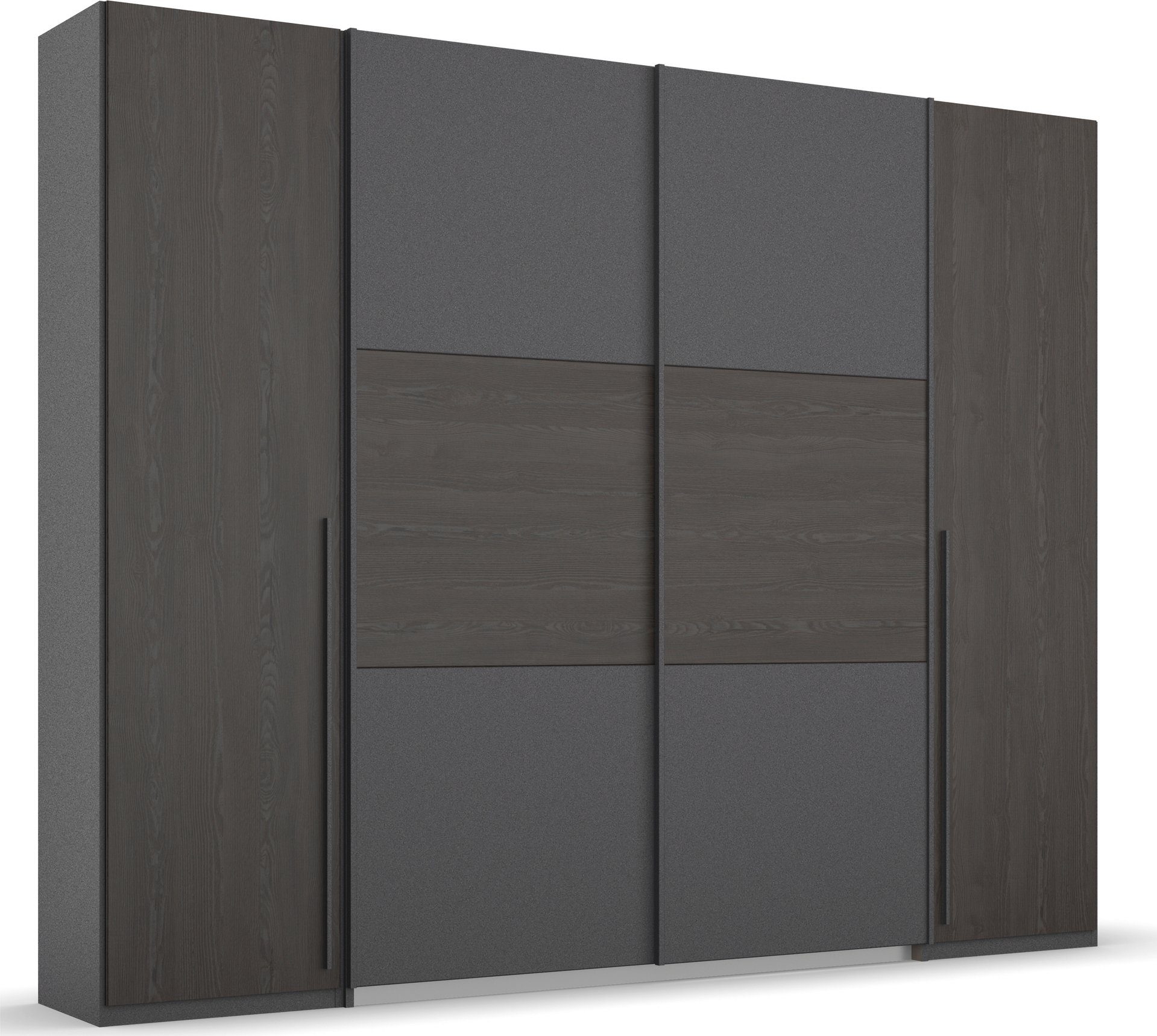 mit Dreh-/Schwebetürenschrank oak rauch dunklen Griffen Graumetallic/Black Dreh-Schwebetürenkombination Mood