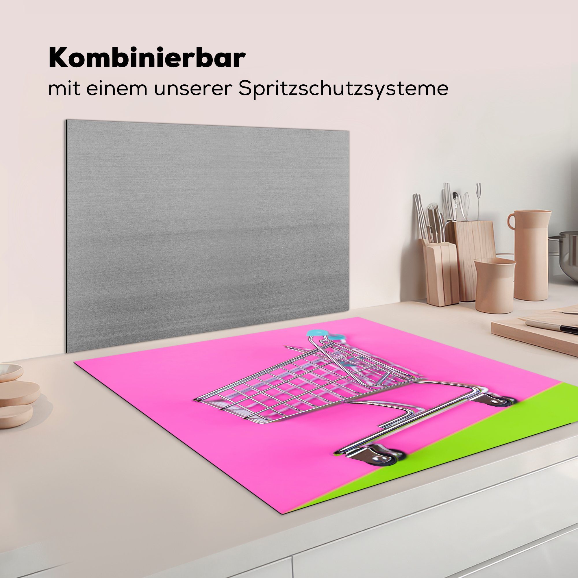 vom Arbeitsplatte küche Ceranfeldabdeckung, MuchoWow Hügel, 78x78 Herdblende-/Abdeckplatte cm, Vinyl, für (1 Einkaufswagen tlg),