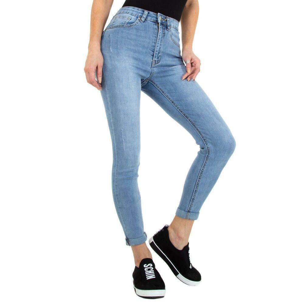 Ital-Design Skinny-fit-Jeans Damen Freizeit Jeansstoff Skinny Blau in Jeans Stretch