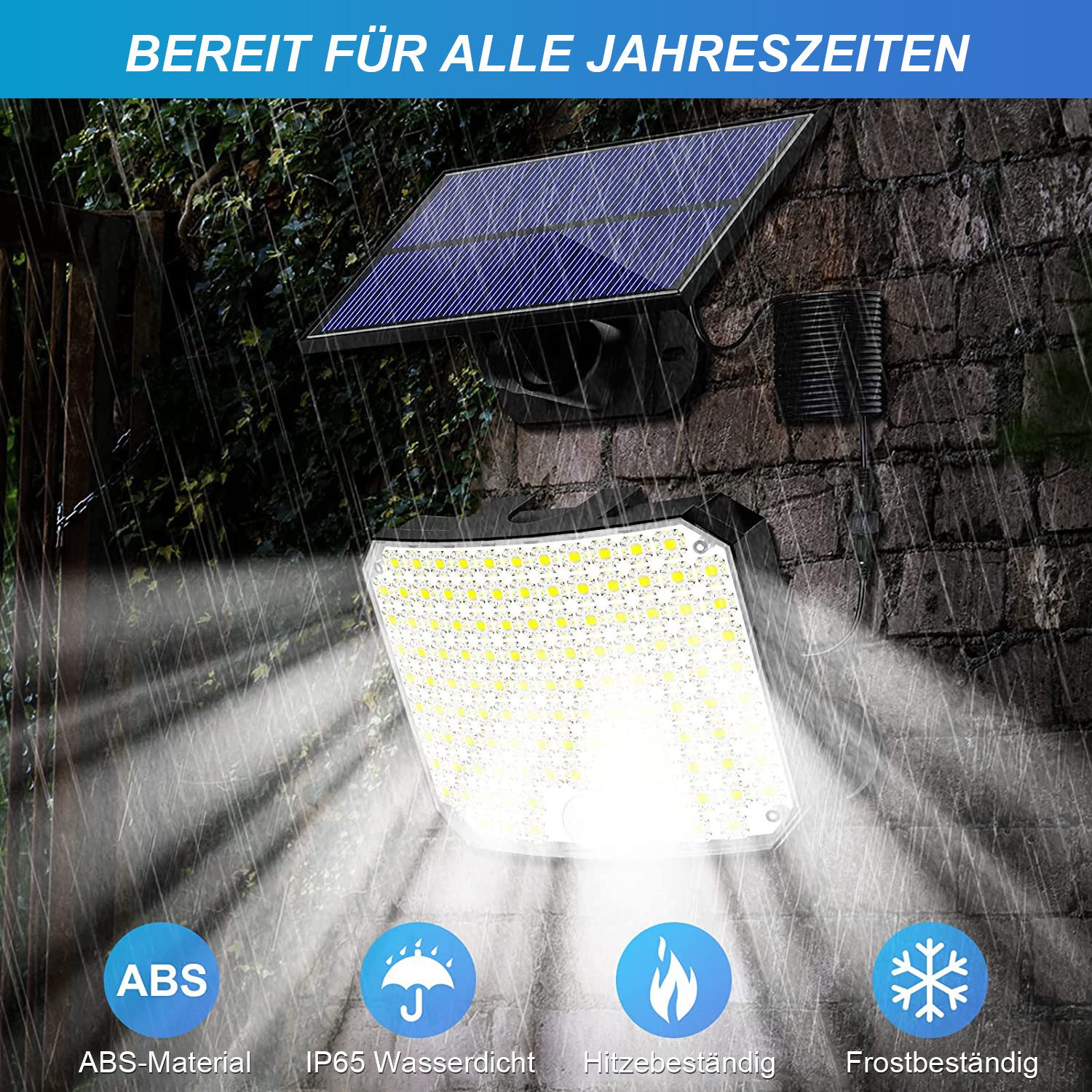 LMaxhome LED Solarleuchte Solarlampen Mit Fernbedienung&Bewegungsmelder Wasserdichte für Garten, 2 St., 118 LEDs, 6000K, 600LM, 3 Modi, Sensor-120°, LED fest in – Bild 4 von 5
