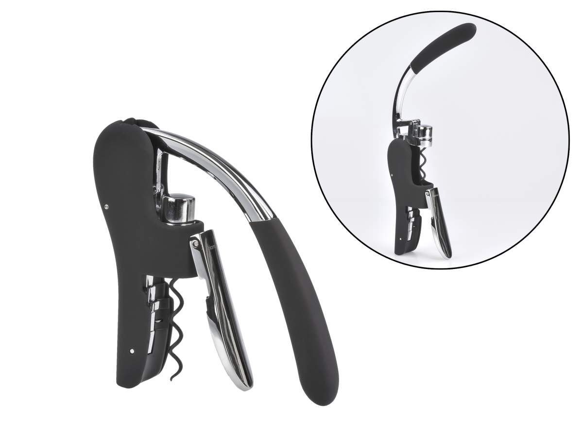 blomus Korkenzieher Leverman Pro, (kA), Weinflaschenöffner, integrierter Folienschneider, Ersatzspirale
