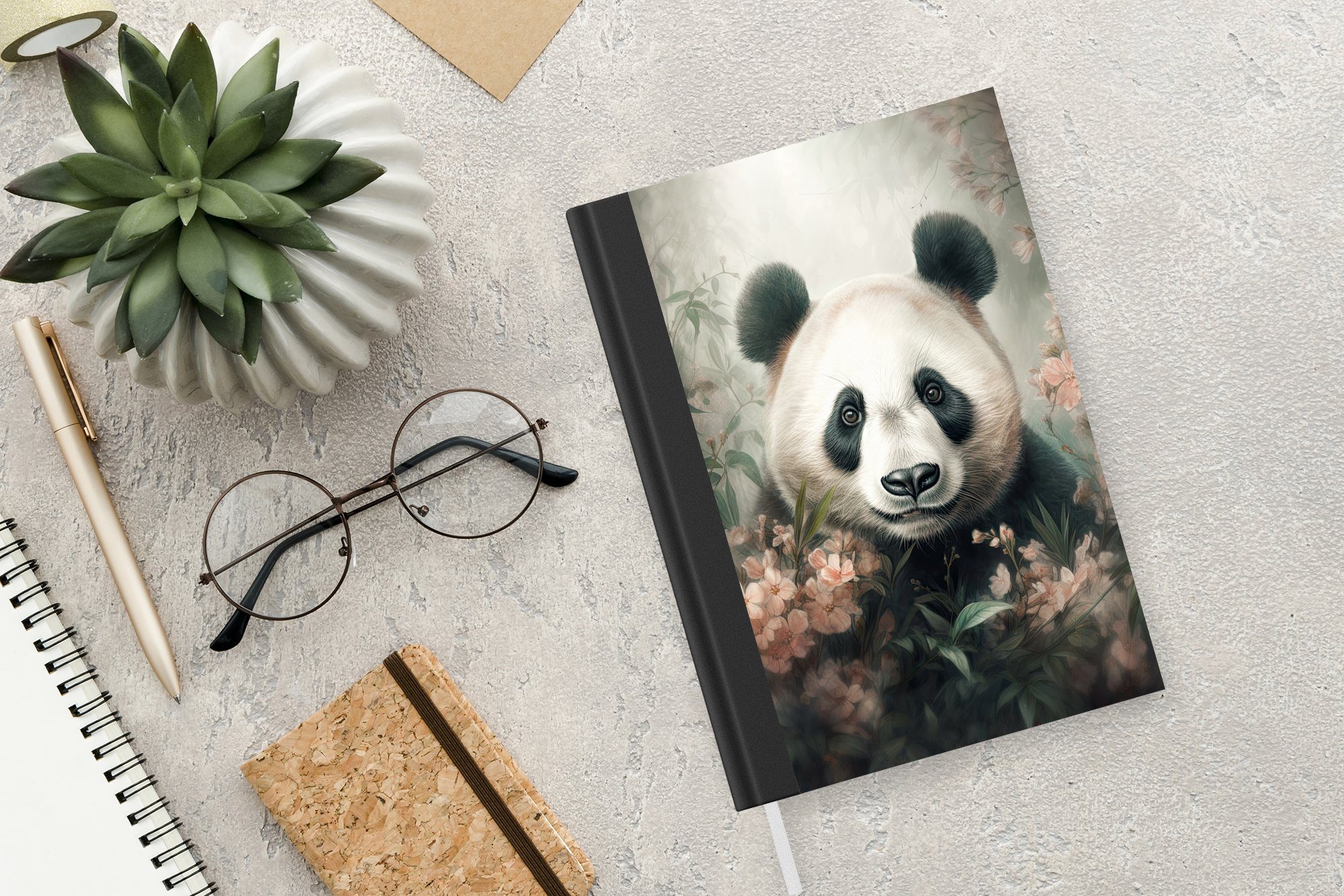 A5, MuchoWow Seiten, Panda 98 Notizheft, Pflanzen, Notizbuch Tagebuch, Journal, Merkzettel, - Haushaltsbuch - Tiere