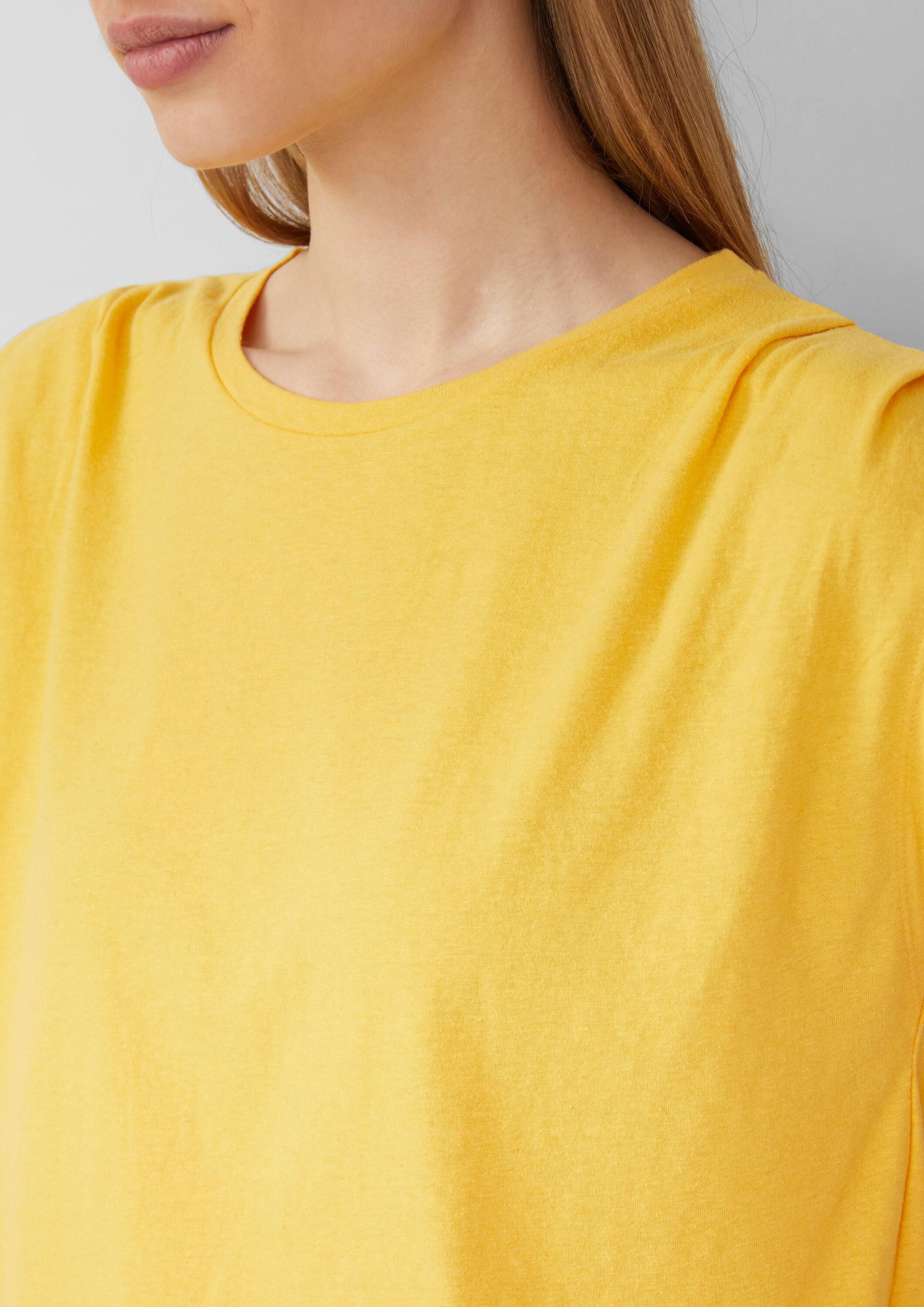 s.Oliver Kurzarmshirt T-Shirt Verkürztes T-Shirt mit Faltendetails